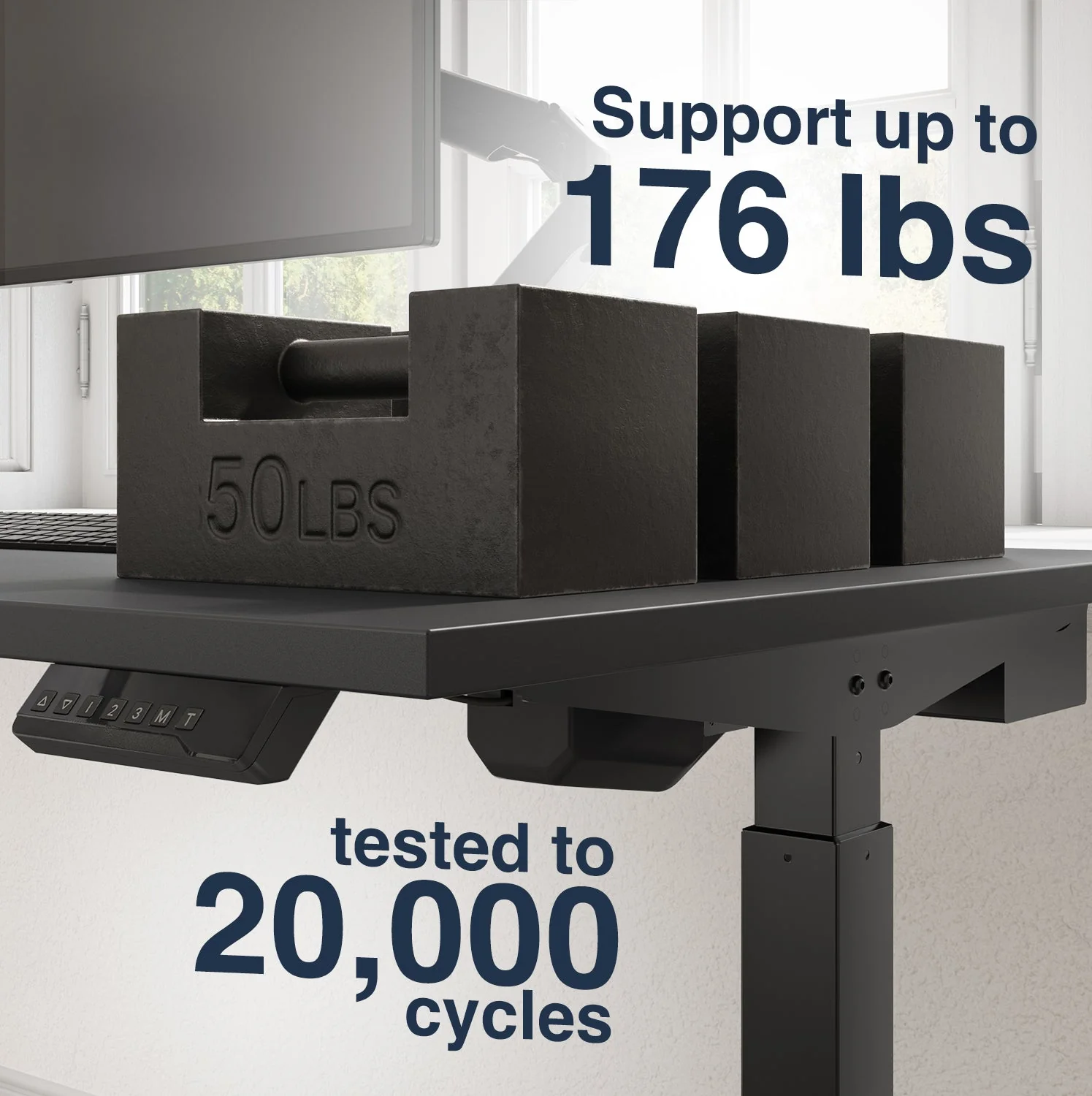 Desky Single Sit Stand Gaming Desk 150cm White Desktop and Black Frame - Image 9