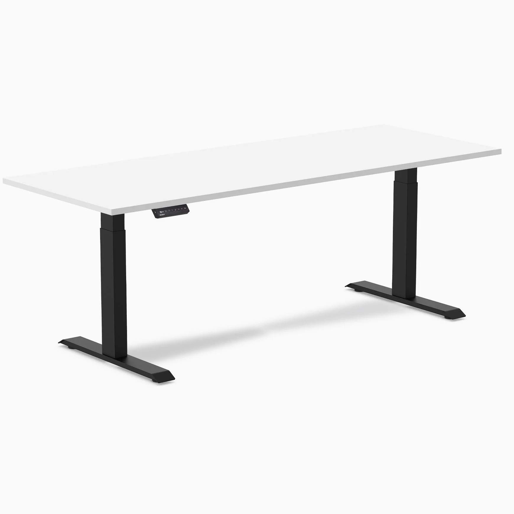 Desky Single Sit Stand Gaming Desk 200cm White Desktop and Black Frame