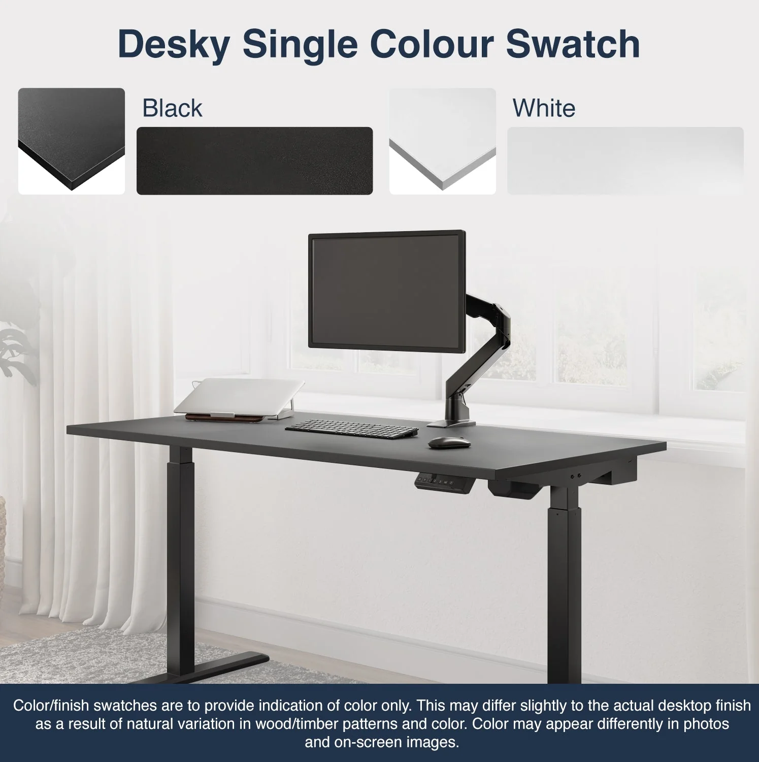 Desky Single Sit Stand Gaming Desk 200cm White Desktop and Black Frame - Image 8