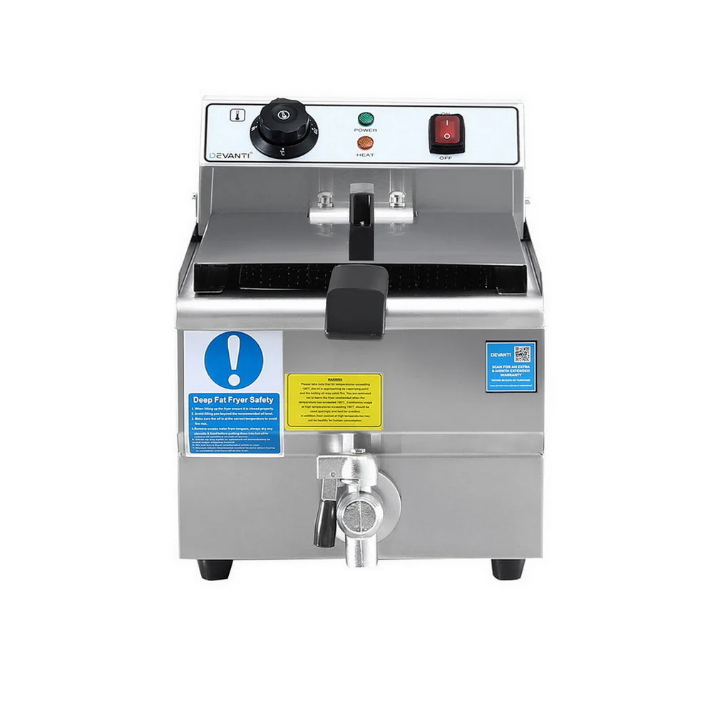 Devanti 3000W Electric Deep Fryer 10L Stainless Steel Fryer w/ Basket & Lid - Image 3