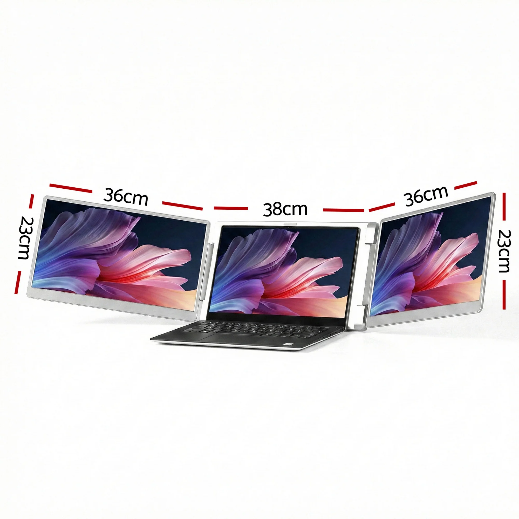 Devanti Triple Portable Monitor Laptop Screen Extender 15.6" Dual Display FHD IPS - Image 3