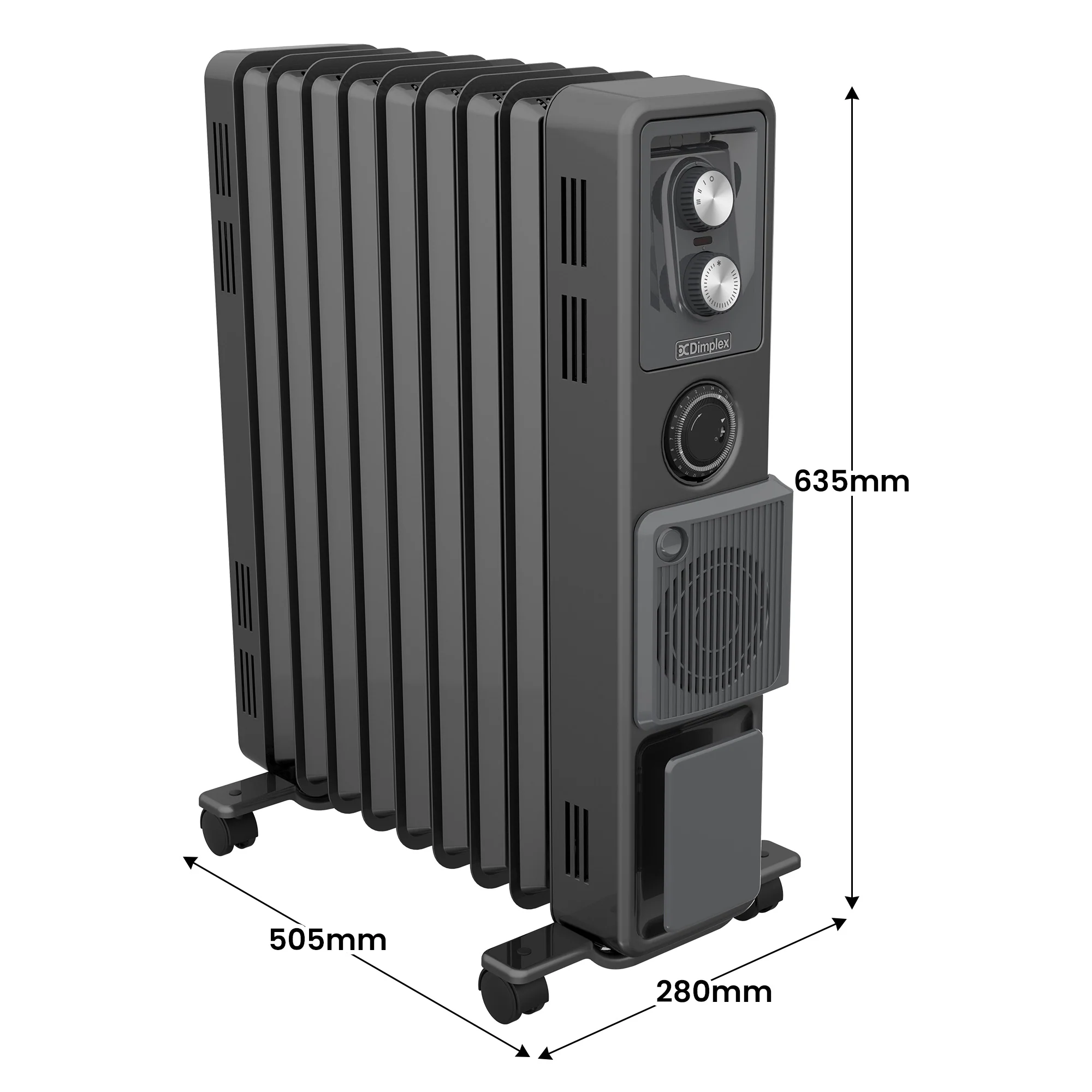 Dimplex Oil Free 2.4kW Column Heater with Turbo Fan and Timer (Black) - Image 3