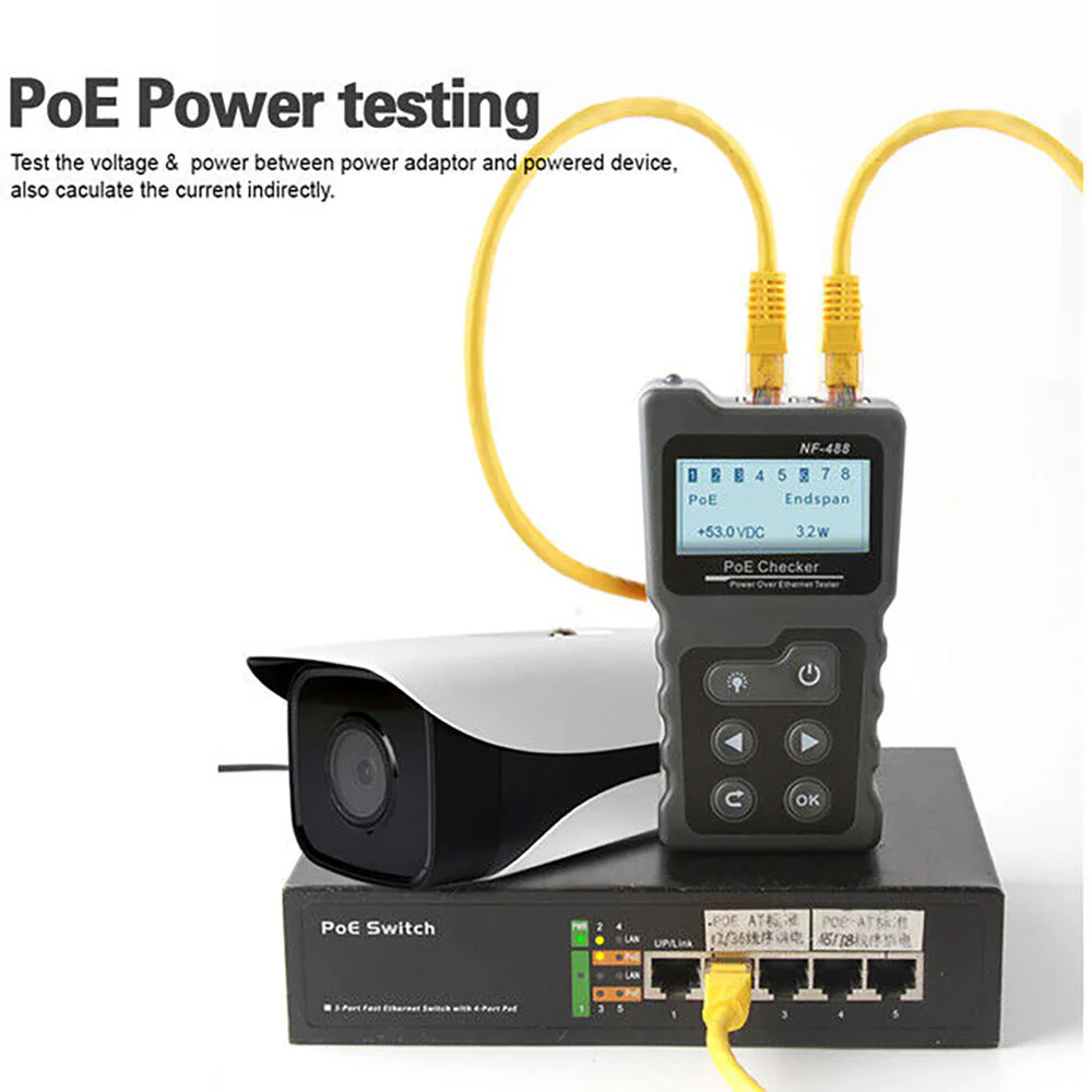 Doss NF488 3-in-1 PoE Power Tester Portable For LAN Network Cable Black - Image 3