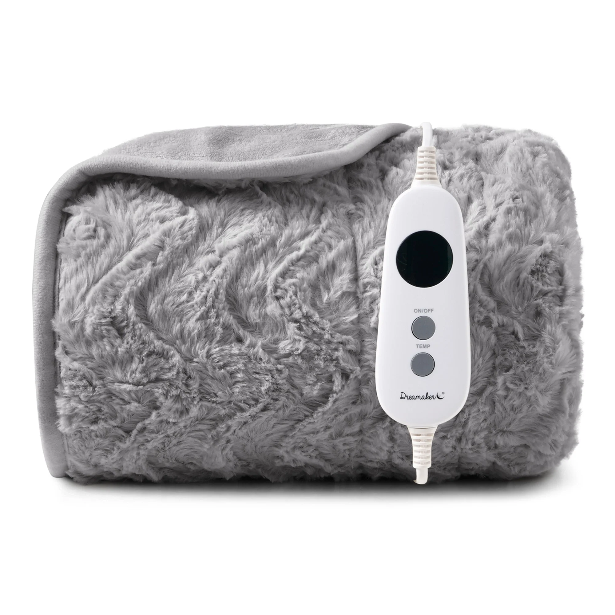 Dreamaker 500gsm Faux Fur Electric Heated Throw Blanket [120x160cm] (Silver)
