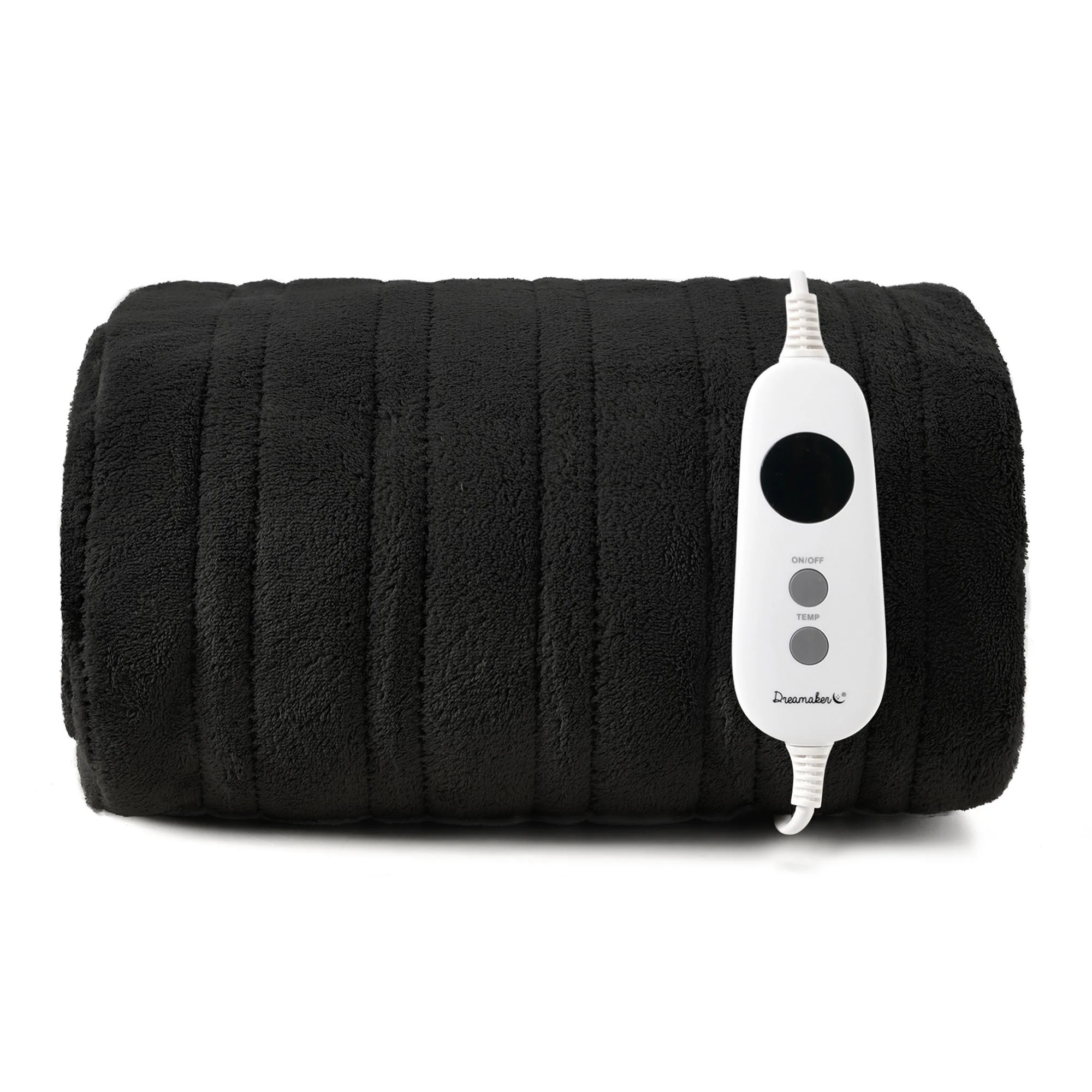 Dreamaker Coral Fleece Electric Heated Throw Blanket [130x160cm] (Black)