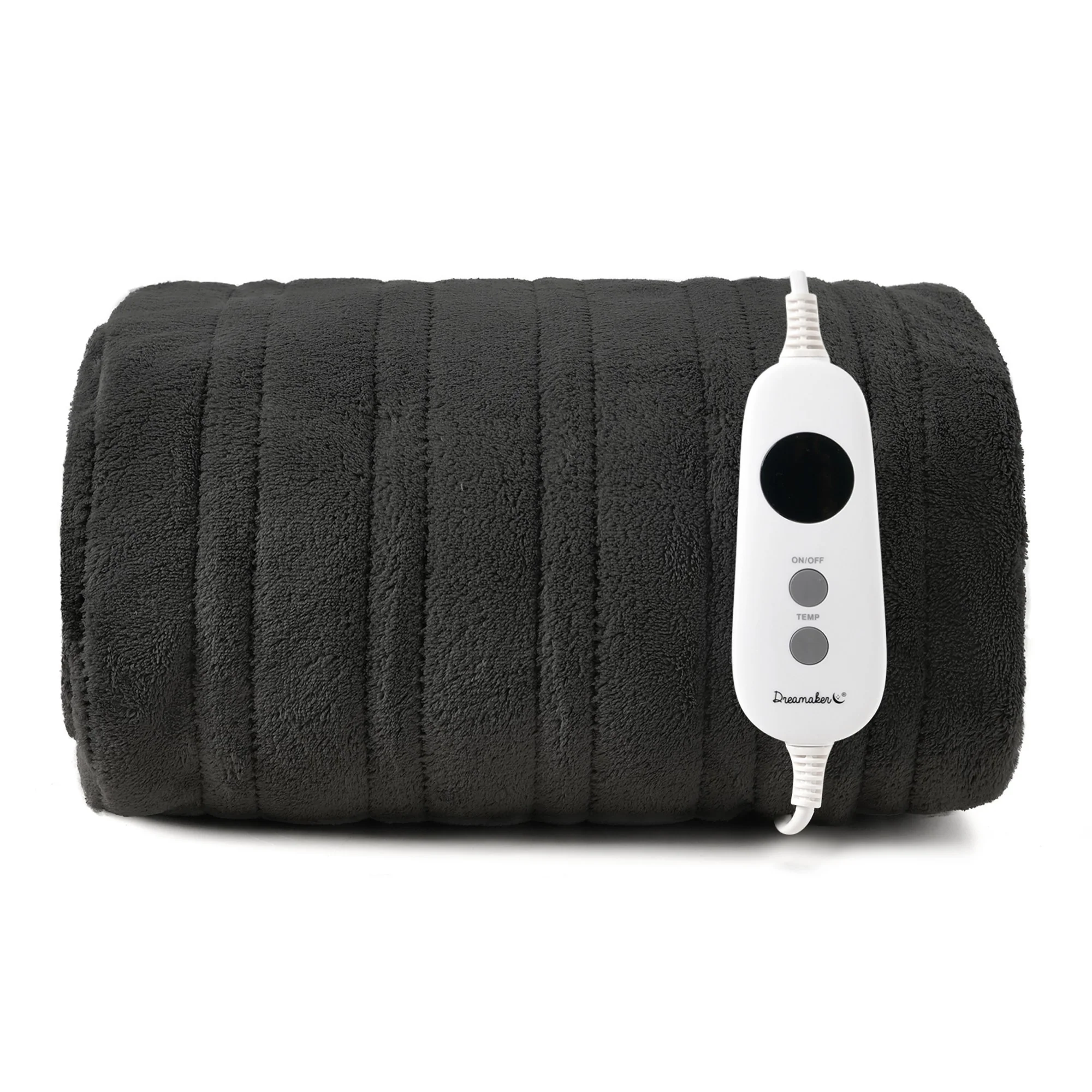 Dreamaker Coral Fleece Electric Heated Throw Blanket [130x160cm] (Charcoal)