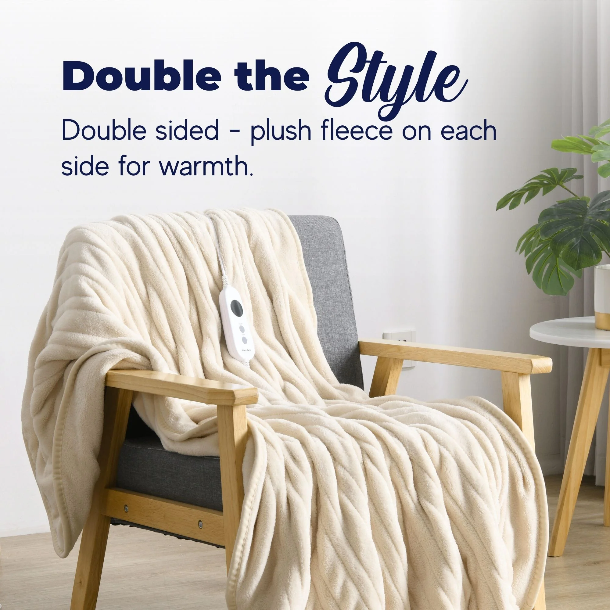 Dreamaker Coral Fleece Electric Heated Throw Blanket [130x160cm] (Cream) - Image 3