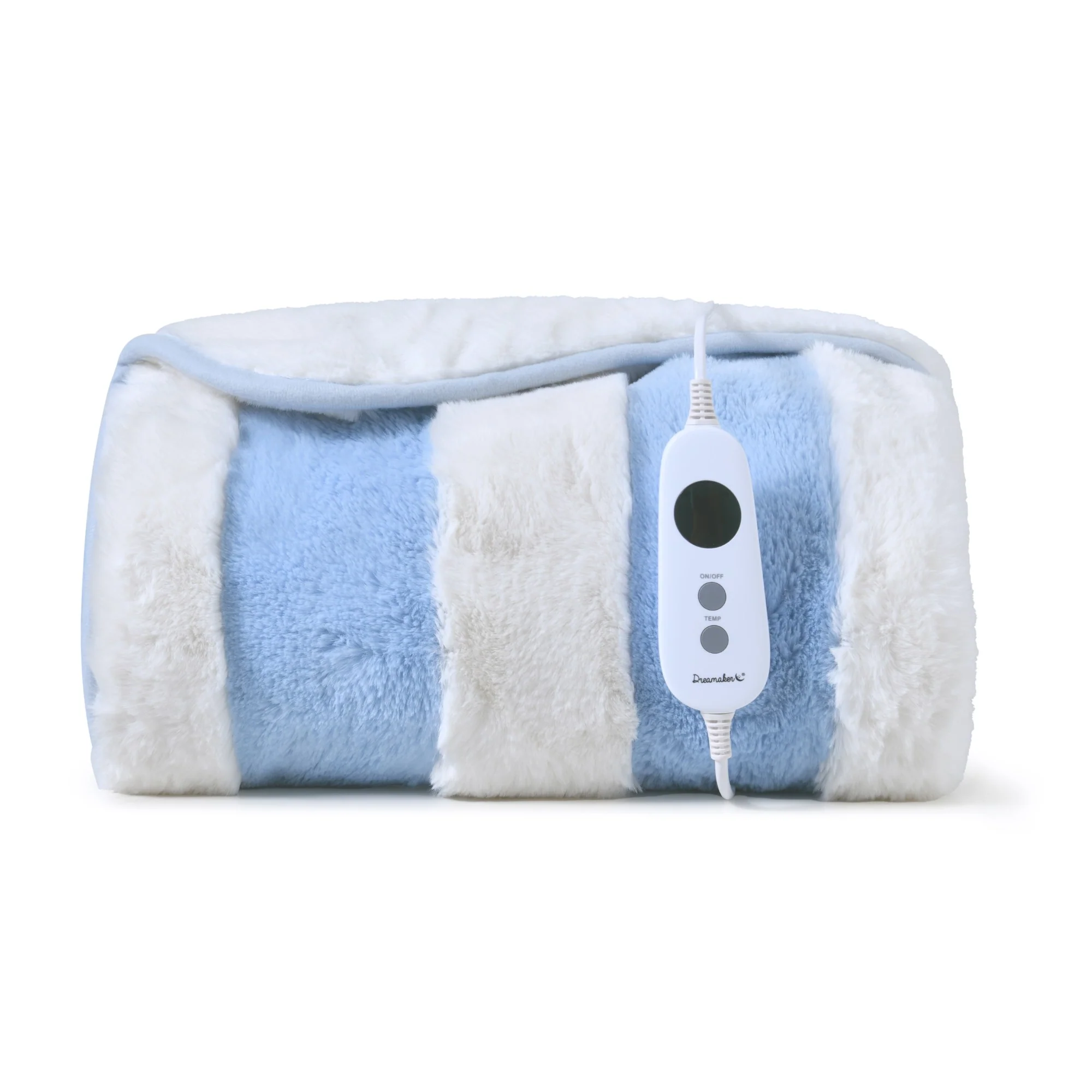 Dreamaker Denver Carved Stripe Faux Fur Heated Throw [130x160cm] (Sky)