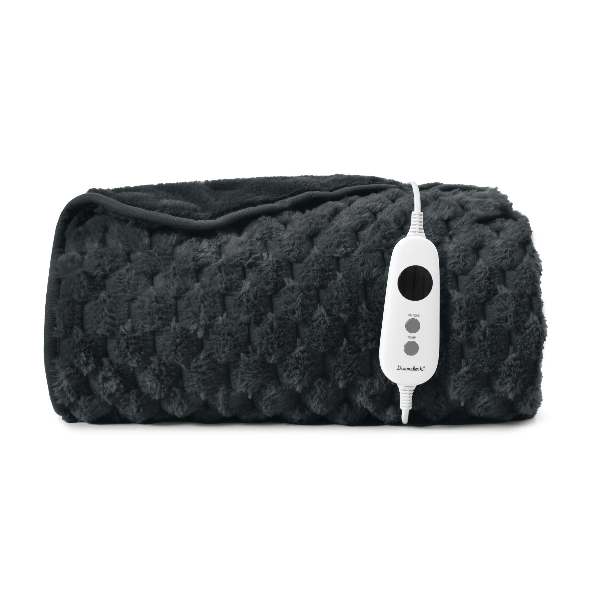 Dreamaker Emmett Textured Faux Fur Heated Throw [130x160cm] (Charcoal)