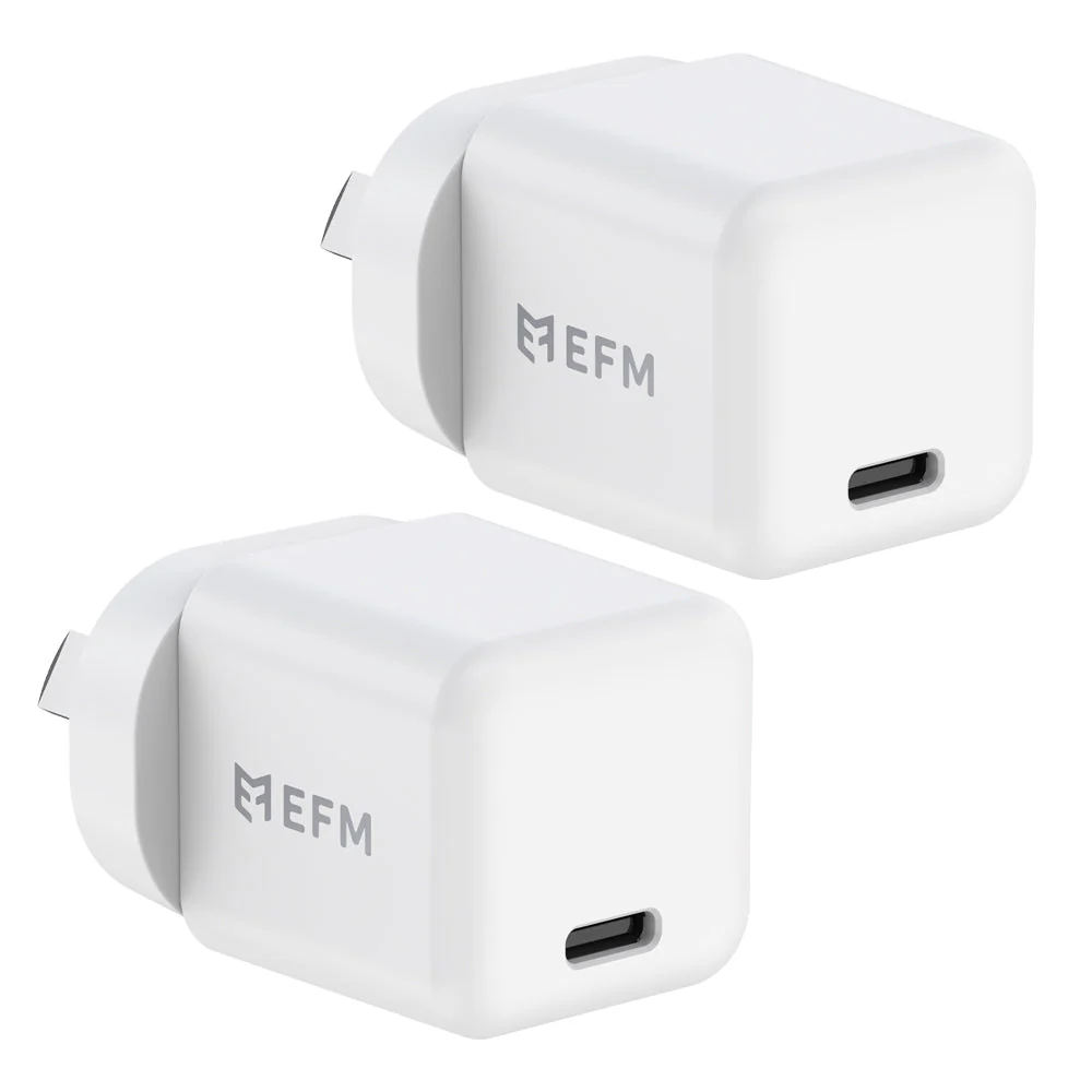 EFM ECO 30W GaN Wall Charger Twin Pack (White)