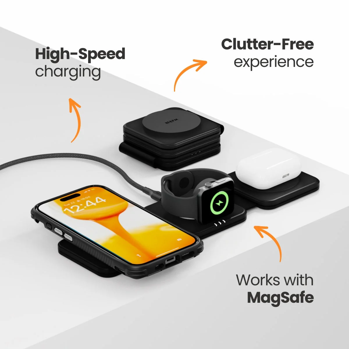 EFM Flux Travel 3 in 1 Wireless Charger with 20W Wall Charger - Image 2