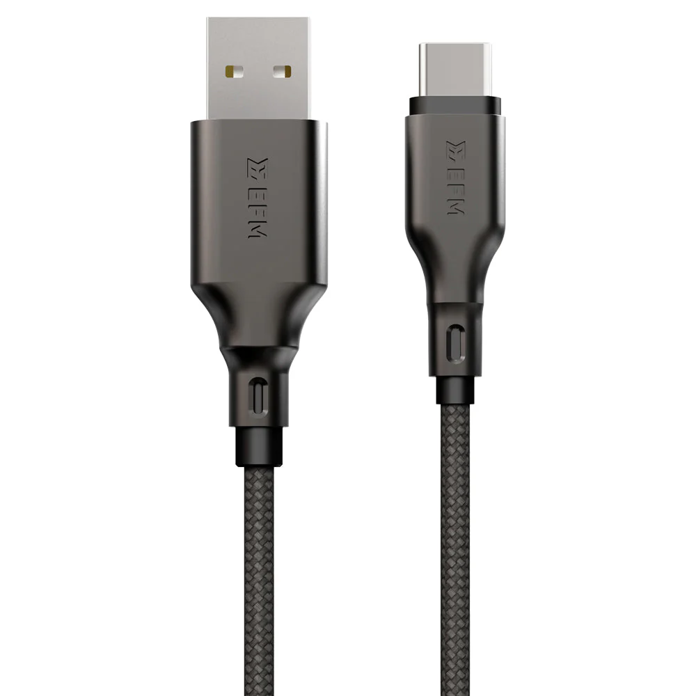 EFM USB-A to USB-C Essential Power Cable with Aramid Fibre Reinforcement 1M (Black)