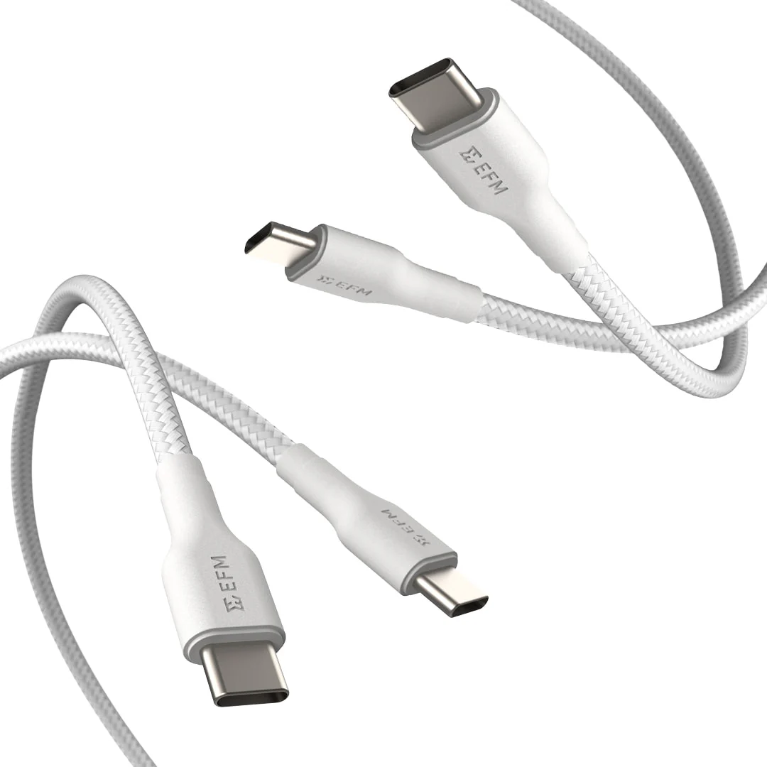 EFM USB-C Braided Cable Twin Pack with 60W Power Throughput 2M (White)