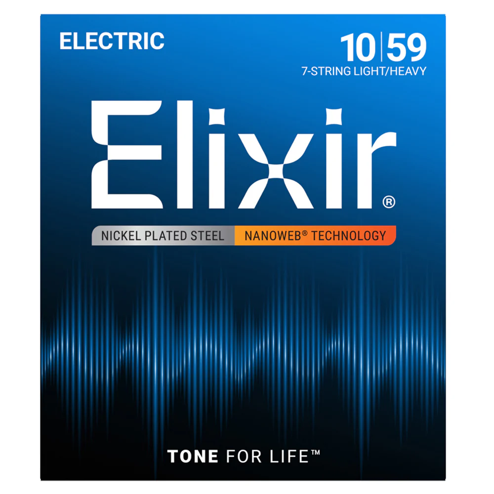 Elixir #12074 Electric 7 Strings Nanoweb Nickel Plated Steel 10-59 Light Heavy