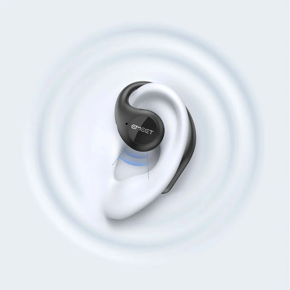 EMeet AirFlow Wireless Open-Ear Bluetooth Wireless Earbuds Rechargeable Black - Image 4