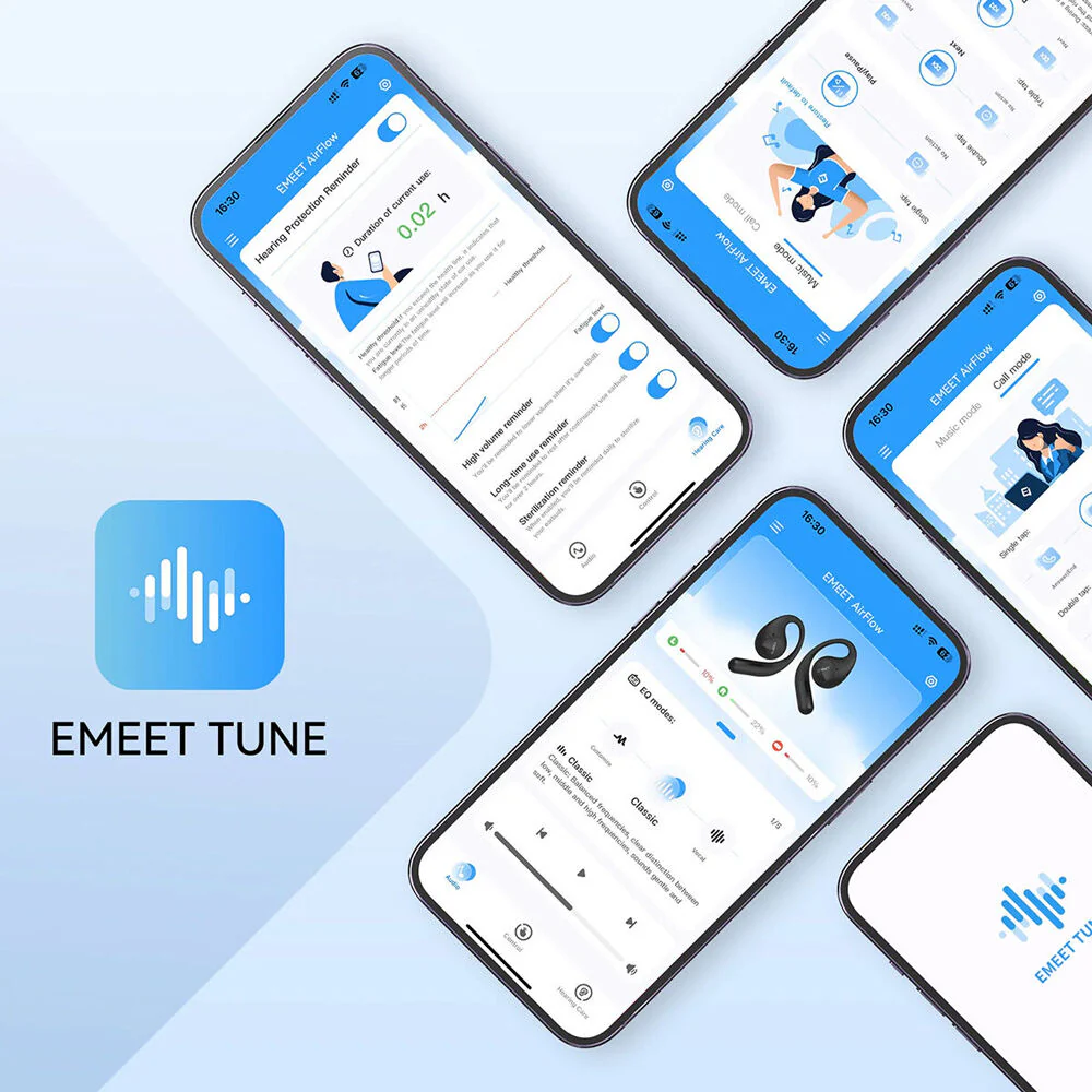 EMeet AirFlow Wireless Open-Ear Bluetooth Wireless Earbuds Rechargeable Black - Image 5