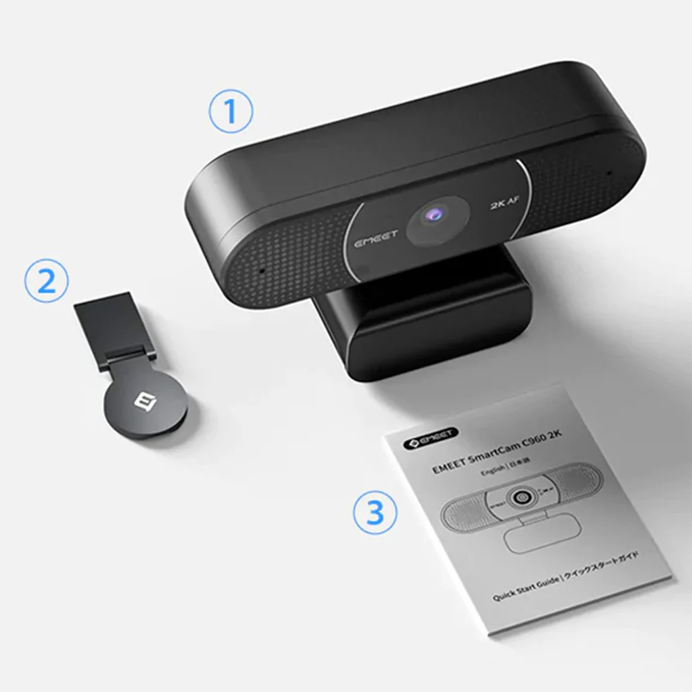 EMEET SmartCam C960 2K High Resolution Plug & Play Webcam w/ Dual Microphones - Image 6
