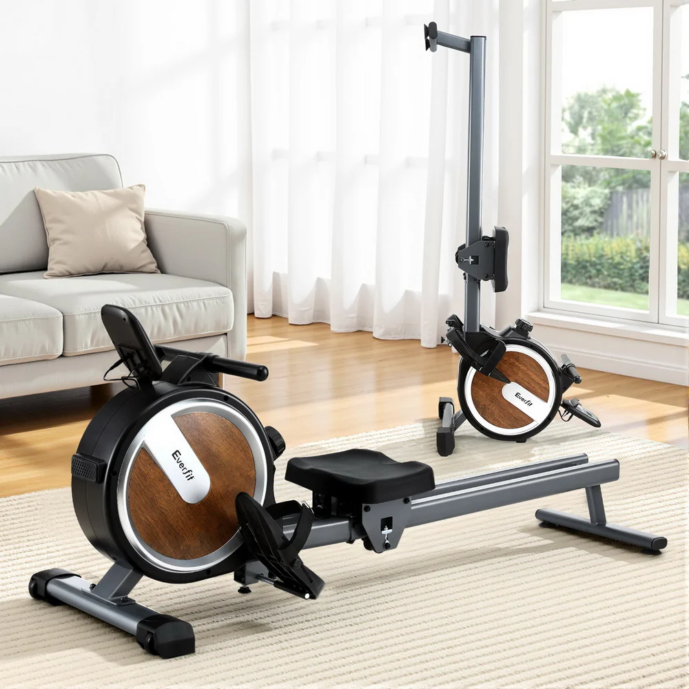Everfit 16 Level Magnetic Rowing Machine for Home with App Connect (Walnut) - Image 2