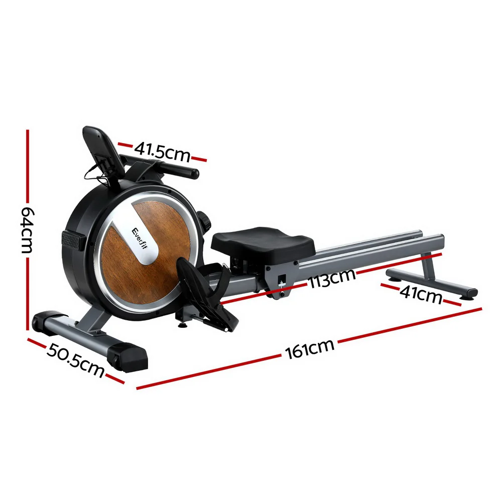 Everfit 16 Level Magnetic Rowing Machine for Home with App Connect (Walnut) - Image 3