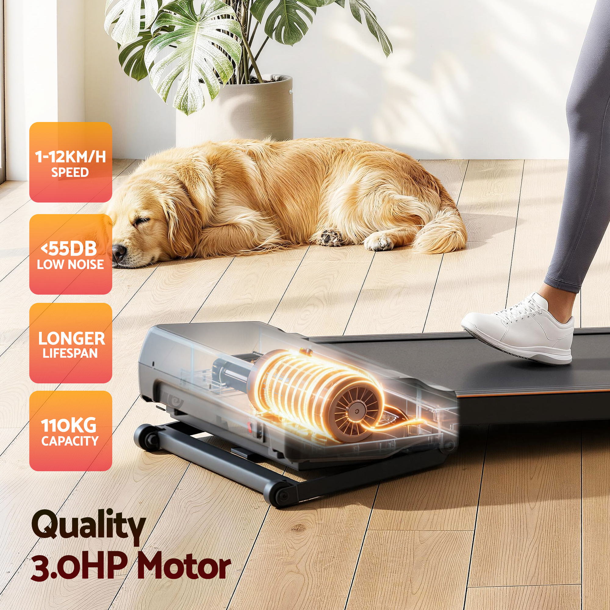 Everfit 3 in 1 Walking Pad Treadmill 20% Auto Incline Under Desk Treadmills for Home Gym With 40cm Wide Belt - Image 9