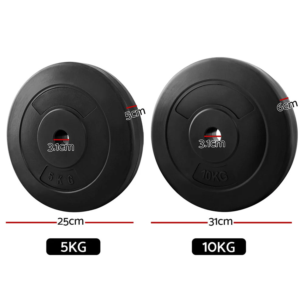 Everfit 30kg Barbell Weight Plates Standard Home Gym Press Fitness Exercise - Image 4