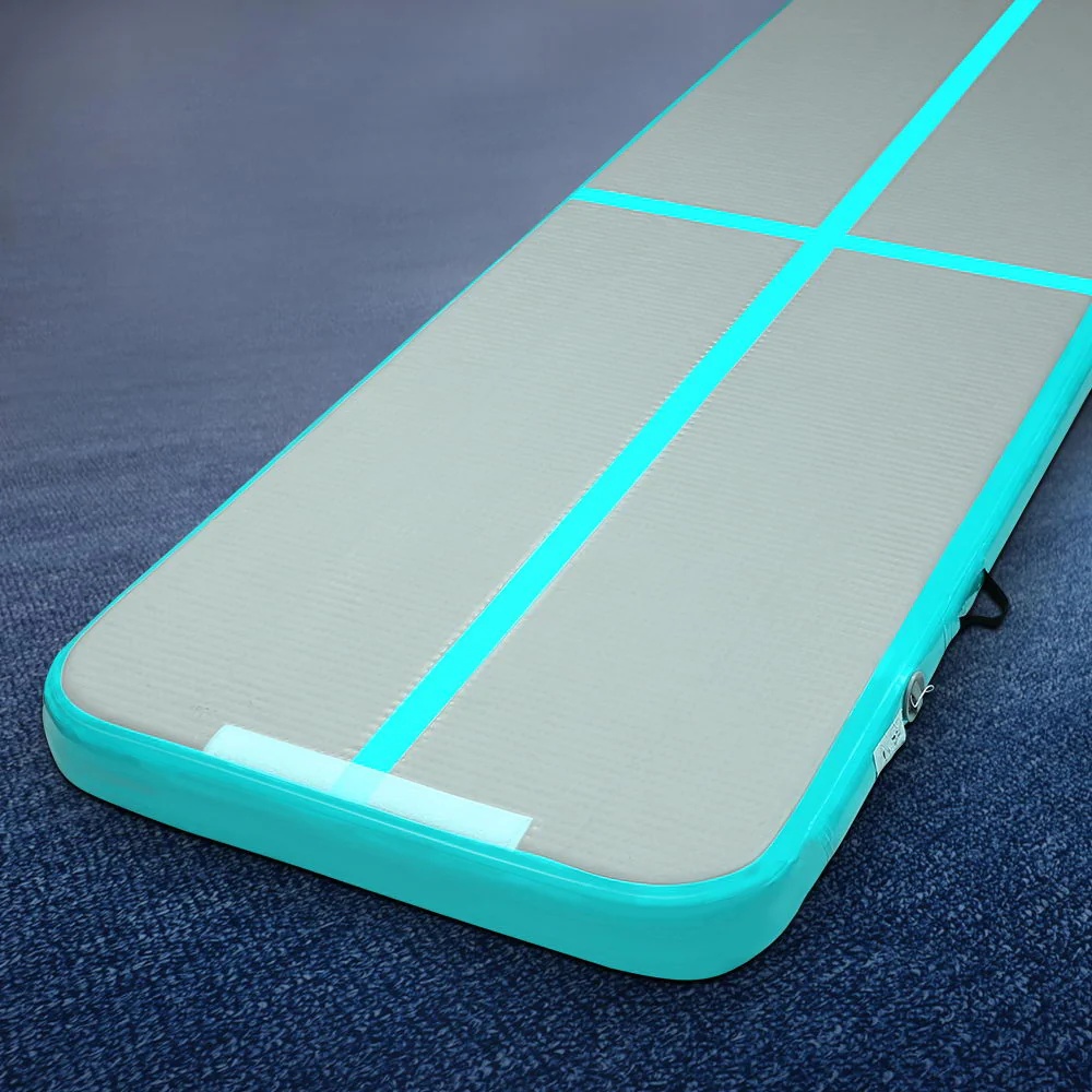 Everfit 3M Air Track Gymnastics Tumbling Exercise Cheerleading Mat Inflatable (Mint and Grey) - Image 2