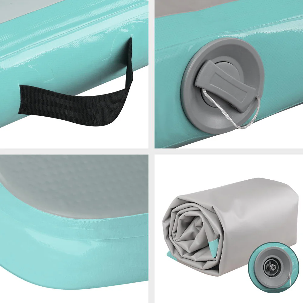 Everfit 3M Air Track Gymnastics Tumbling Exercise Cheerleading Mat Inflatable (Mint and Grey) - Image 4