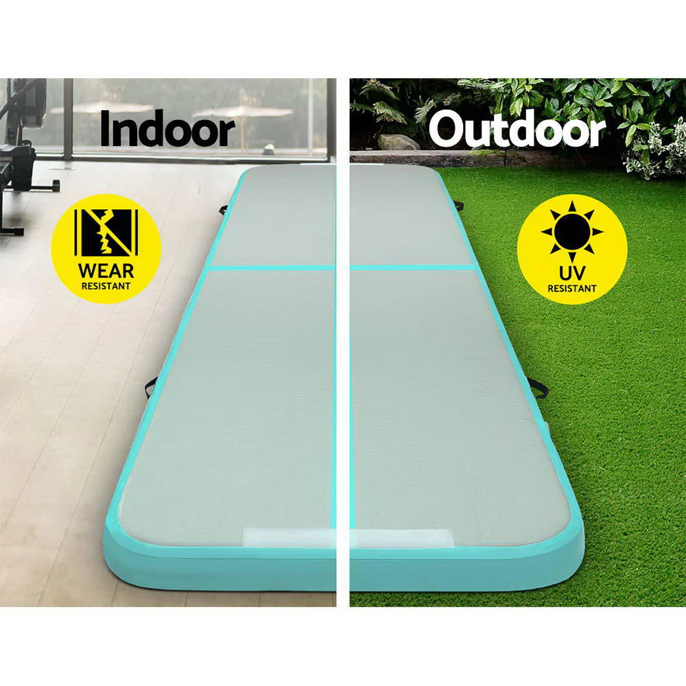 Everfit 3M Air Track Gymnastics Tumbling Exercise Cheerleading Mat Inflatable (Mint and Grey) - Image 5