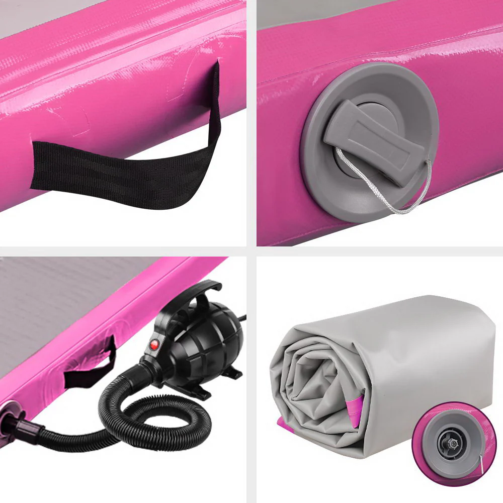 Everfit 3M Air Track Gymnastics Tumbling Exercise Yoga Mat with Pump Inflatable (Pink and Grey) - Image 4