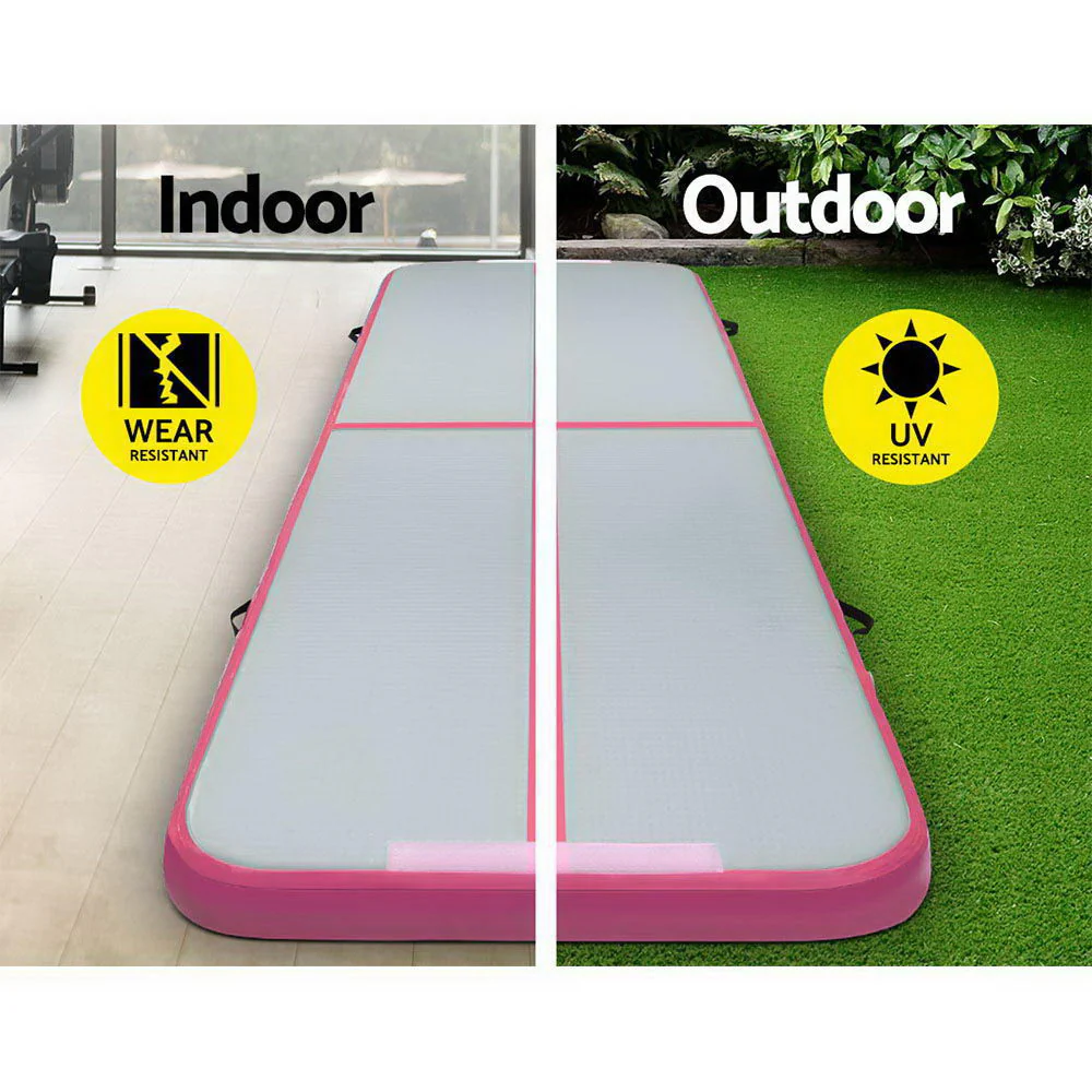 Everfit 3M Air Track Gymnastics Tumbling Exercise Yoga Mat with Pump Inflatable (Pink and Grey) - Image 6