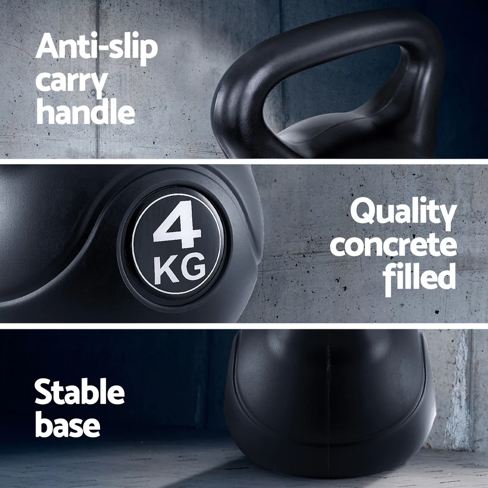 Everfit 4kg Kettlebell Set Weight Lifting Bench Dumbbells Kettle Bell Gym Home - Image 4