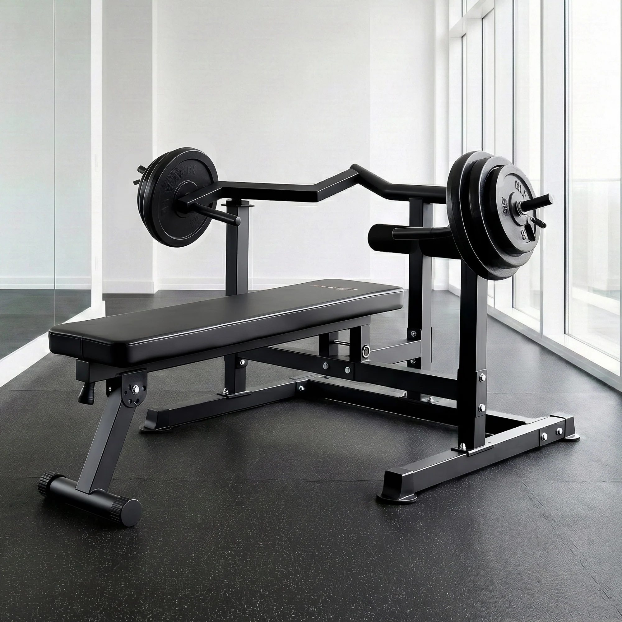 Everfit Chest Press Machine Home Gym Equipment Folding Workout Bench with Independent Arms Black - Image 2