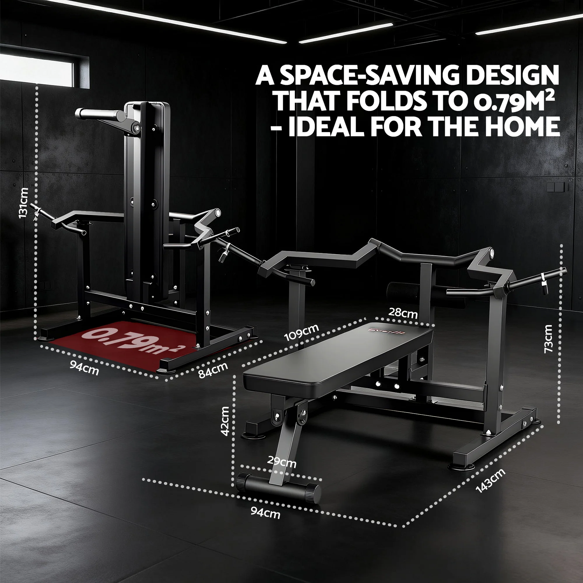 Everfit Chest Press Machine Home Gym Equipment Folding Workout Bench with Independent Arms Black - Image 4