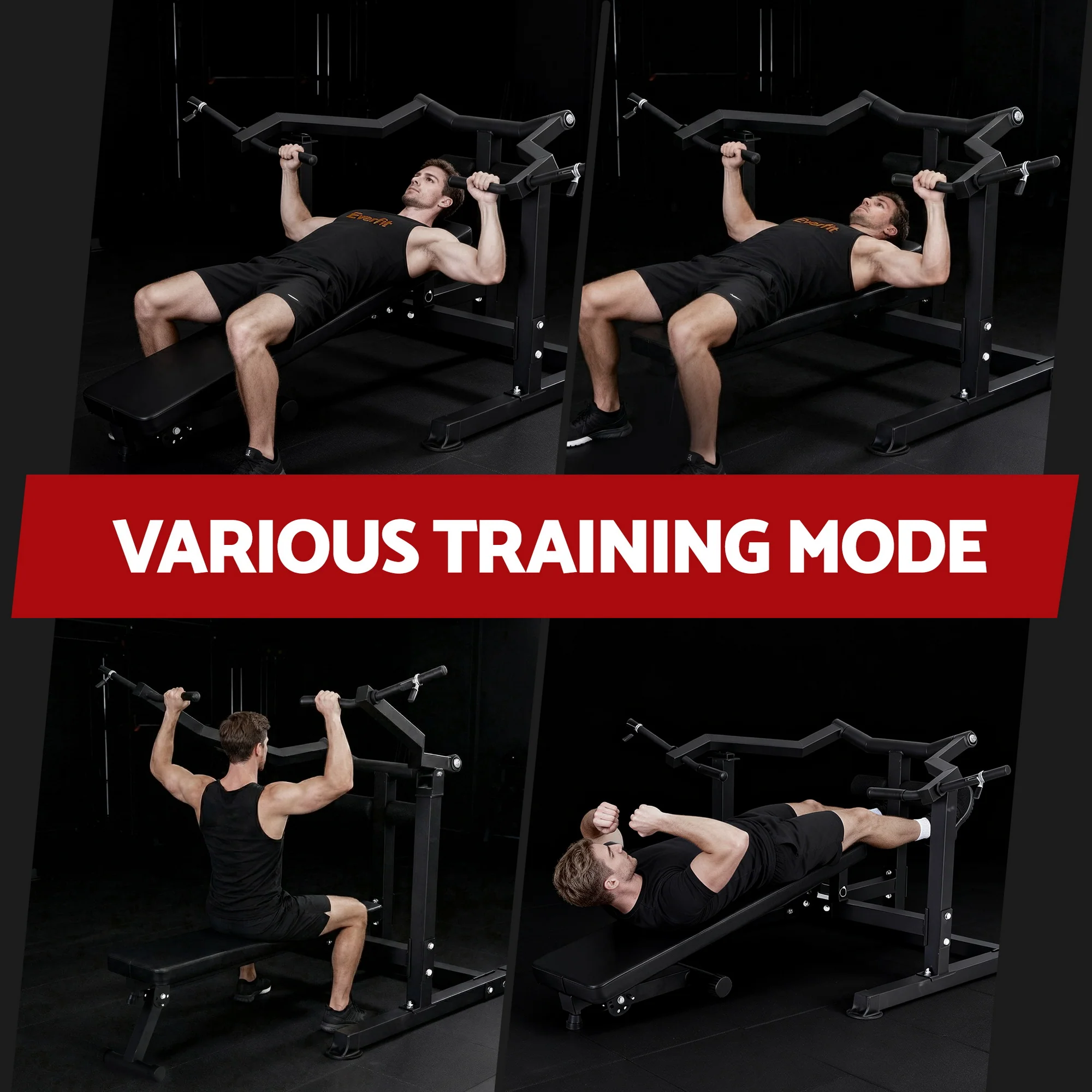 Everfit Chest Press Machine Home Gym Equipment Folding Workout Bench with Independent Arms Black - Image 6
