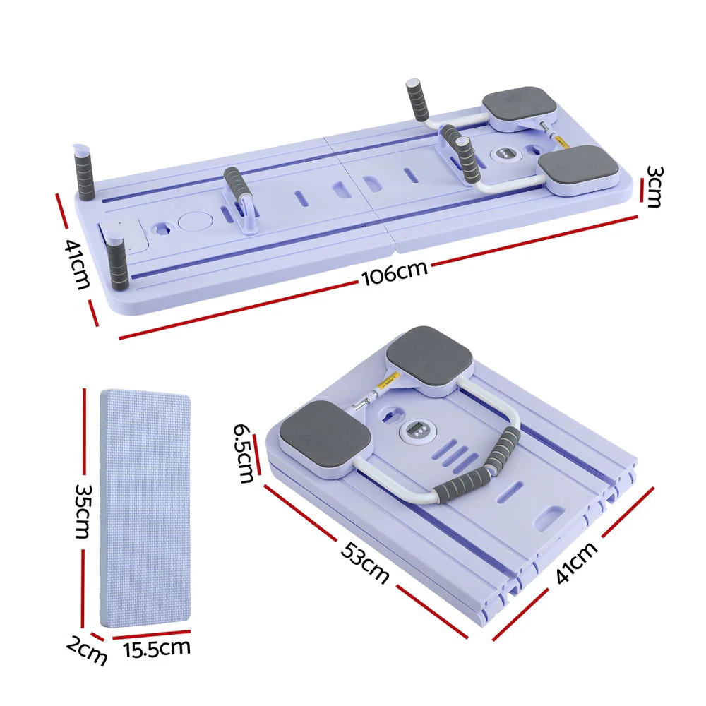 Everfit Pilates Board Foldable Reformer Multi Functional Exercise Trainer Purple - Image 3