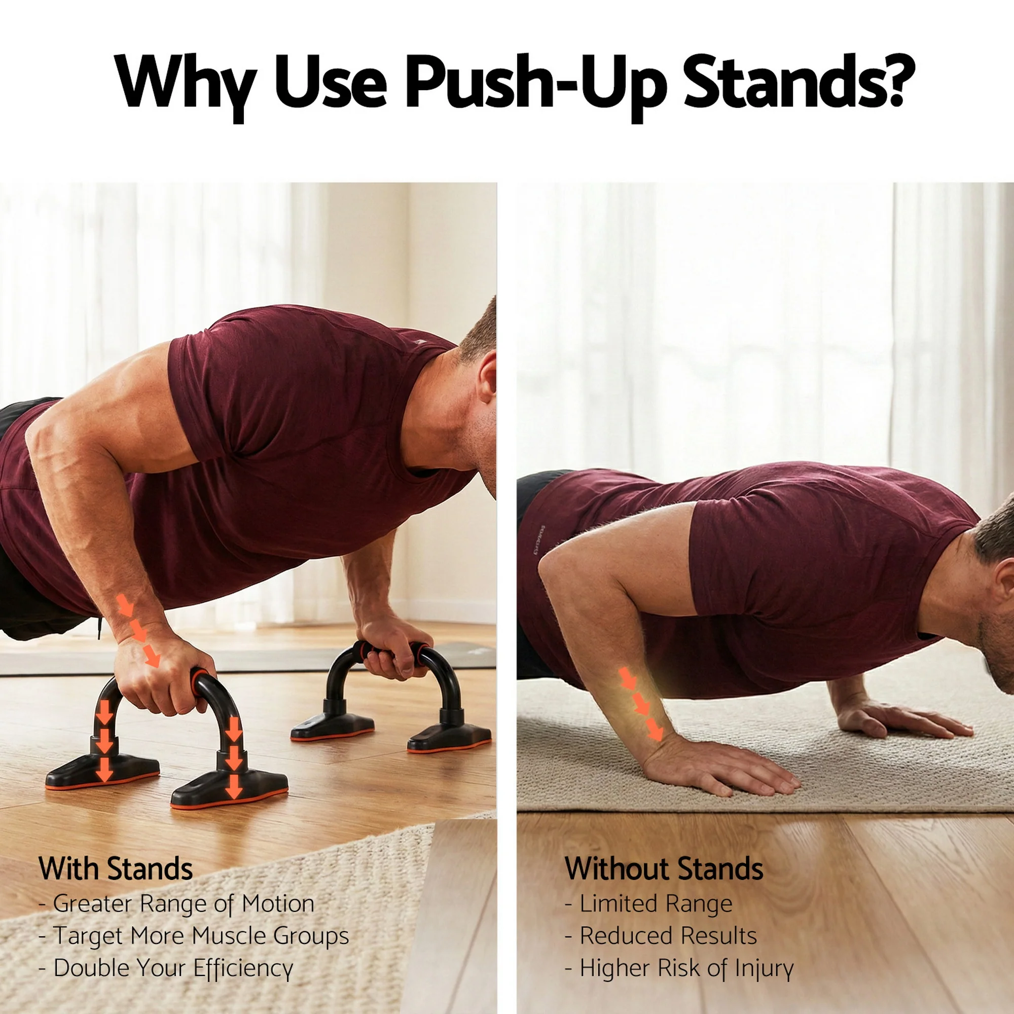 Everfit Push Up Bars Stands Parallel Handles Home Gym Fitness Strength Training - Image 5