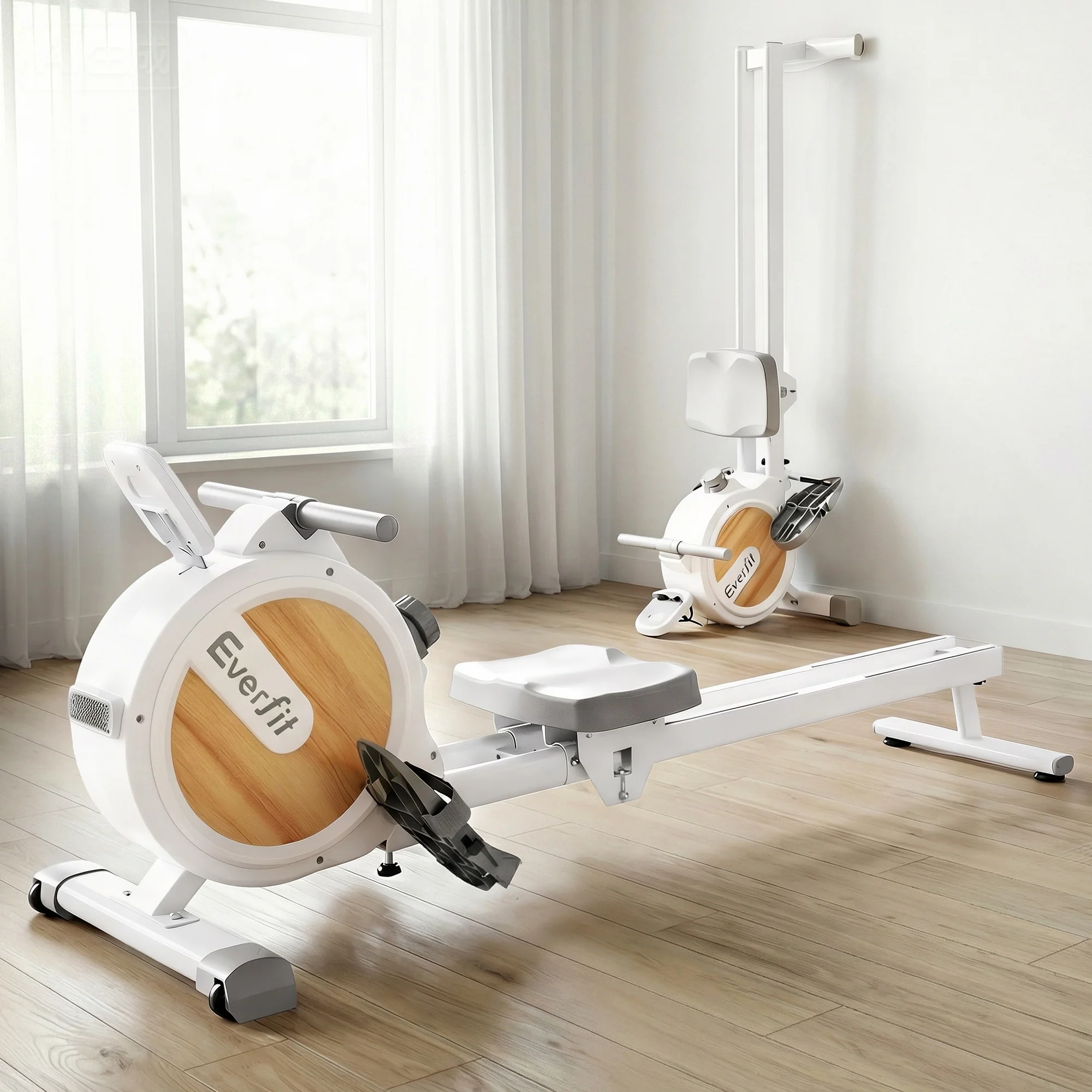 Everfit Rowing Machine for Home Magnetic Rowing Machine App Compatible Quiet Exercise Equipment White - Image 2