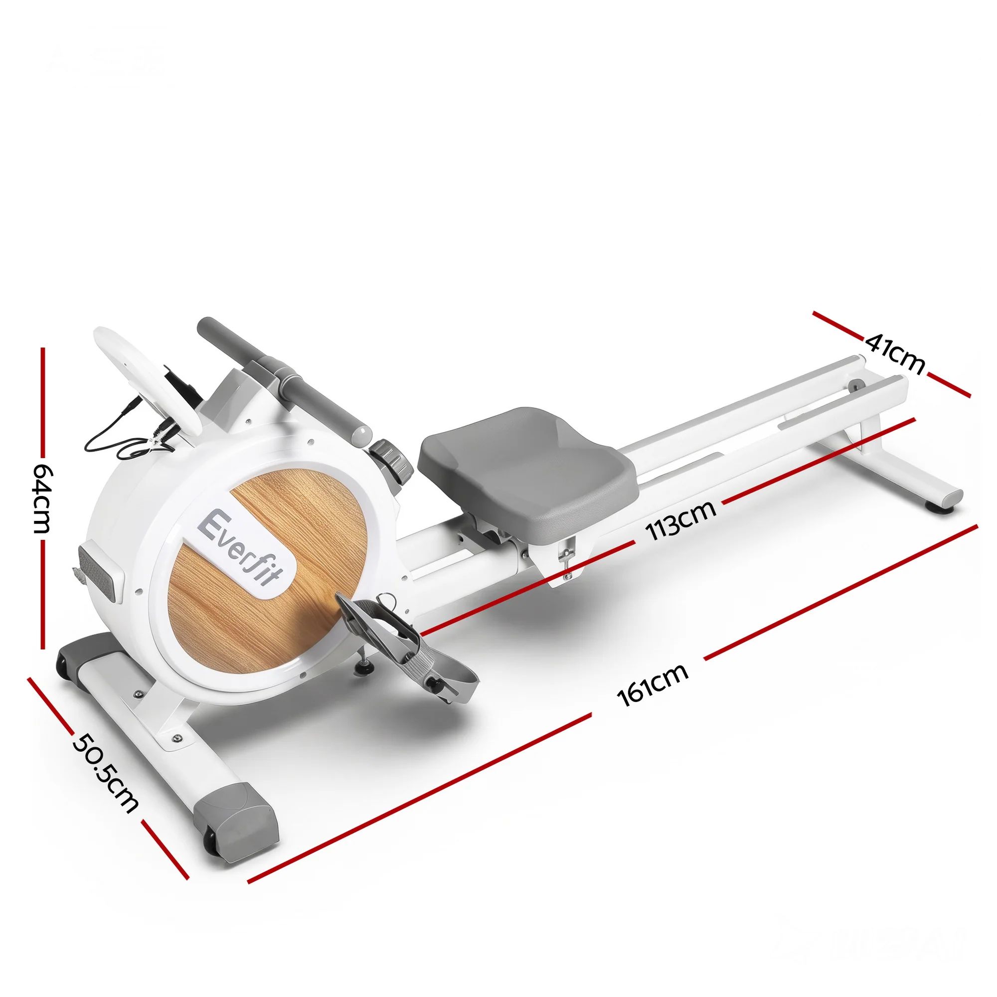 Everfit Rowing Machine for Home Magnetic Rowing Machine App Compatible Quiet Exercise Equipment White - Image 3