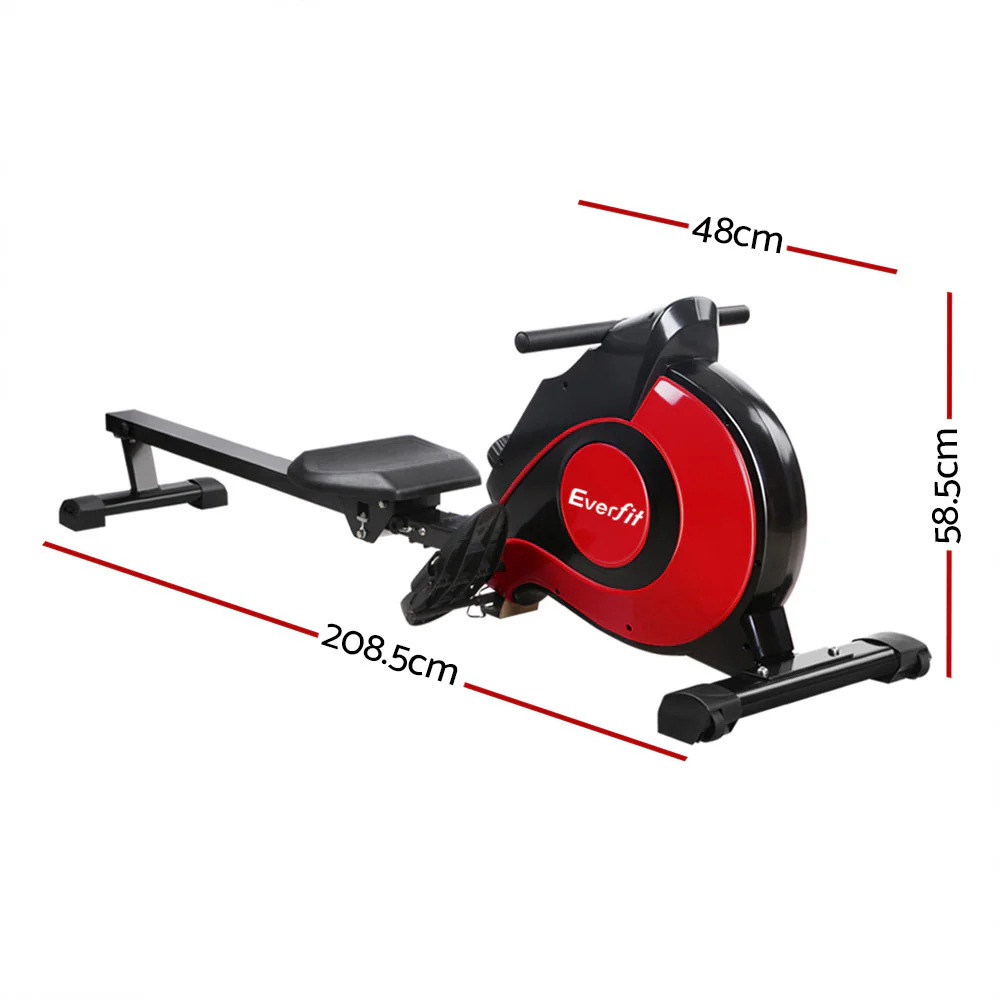 Everfit Rowing Machine Rower Magnetic Resistance Exercise Gym Home Cardio Red - Image 3