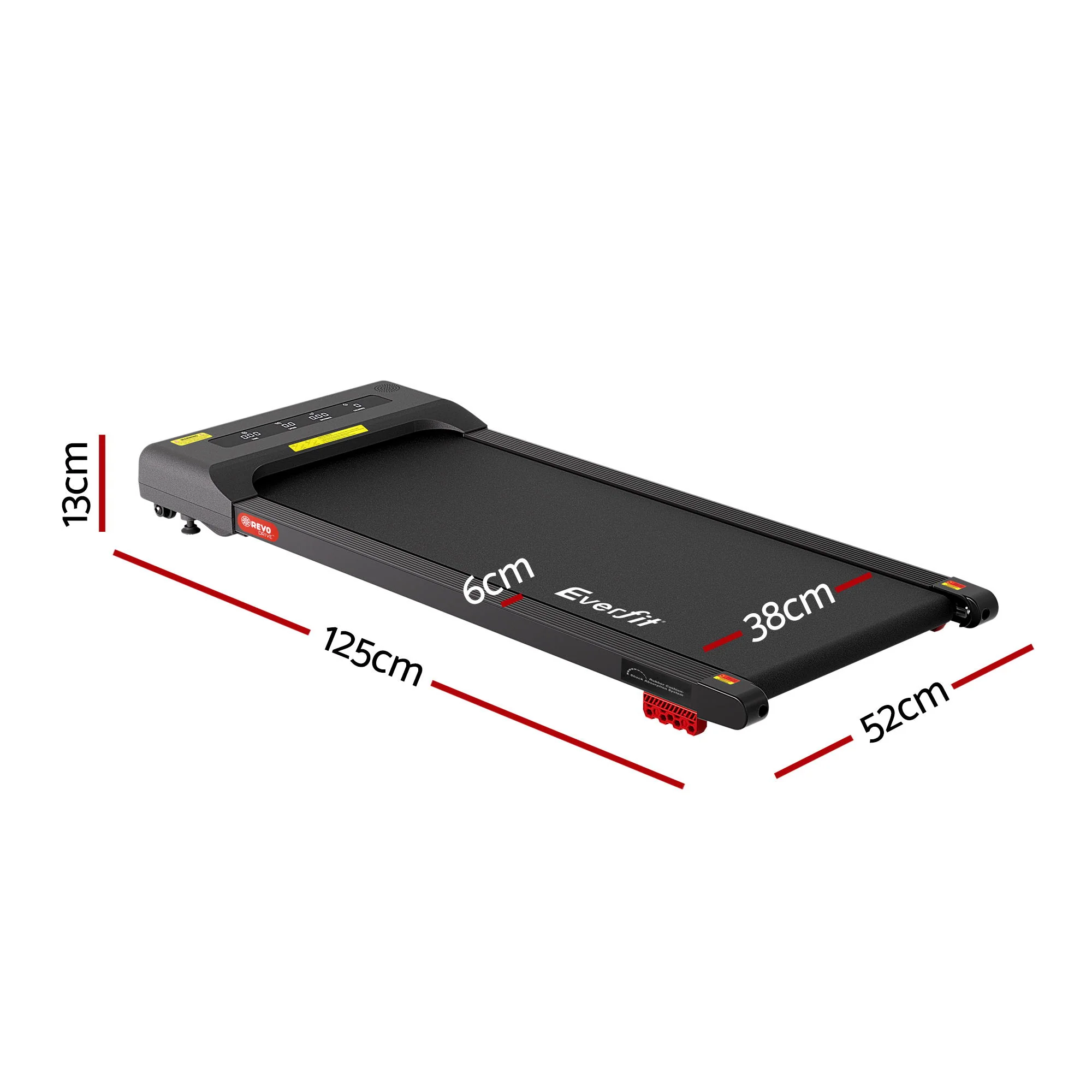 Everfit Treadmill Electric Walking Pad Incline Under Desk Home Gym 380mm (Black) - Image 3