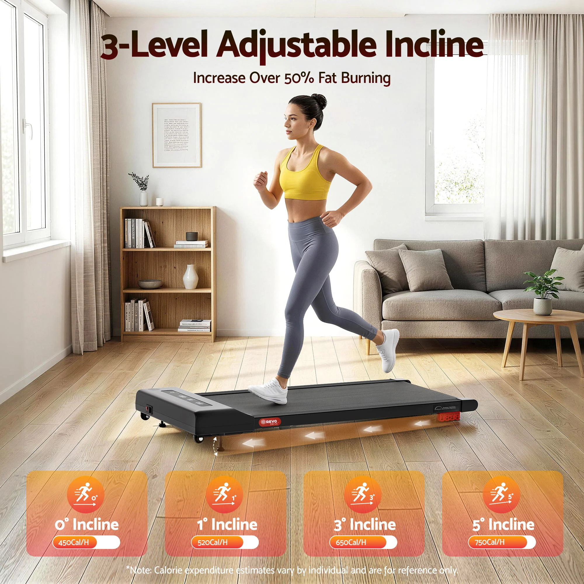 Everfit Treadmill Electric Walking Pad Incline Under Desk Home Gym 380mm (Black) - Image 9