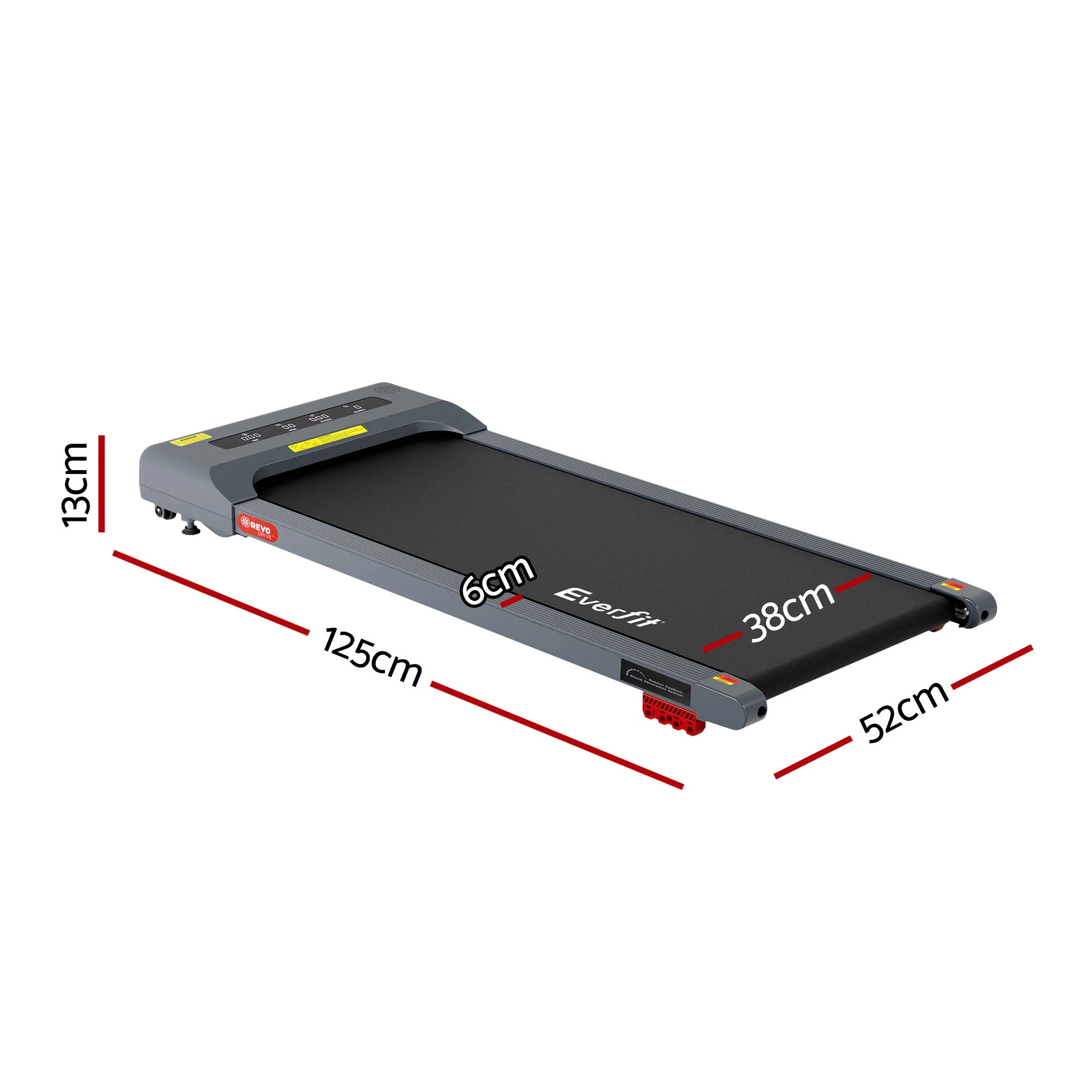 Everfit Treadmill Electric Walking Pad Incline Under Desk Home Gym 380mm (Grey) - Image 3