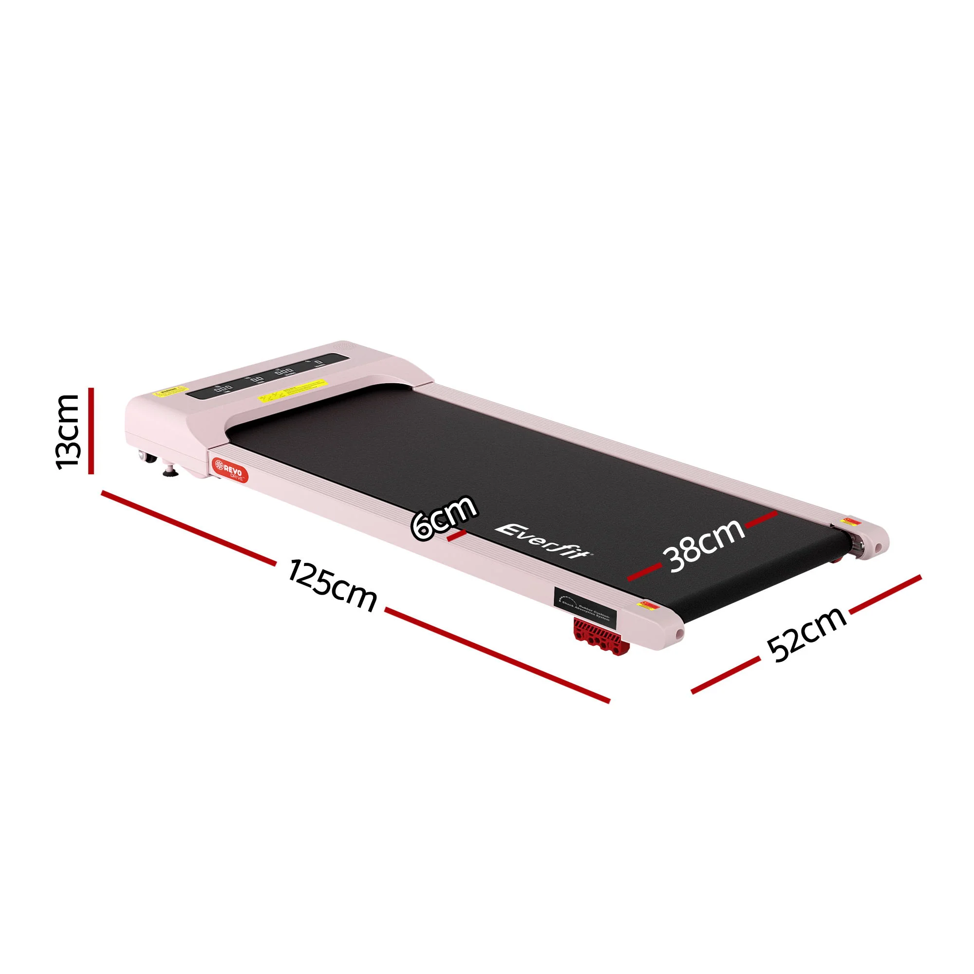 Everfit Treadmill Electric Walking Pad Incline Under Desk Home Gym 380mm (Pink) - Image 3
