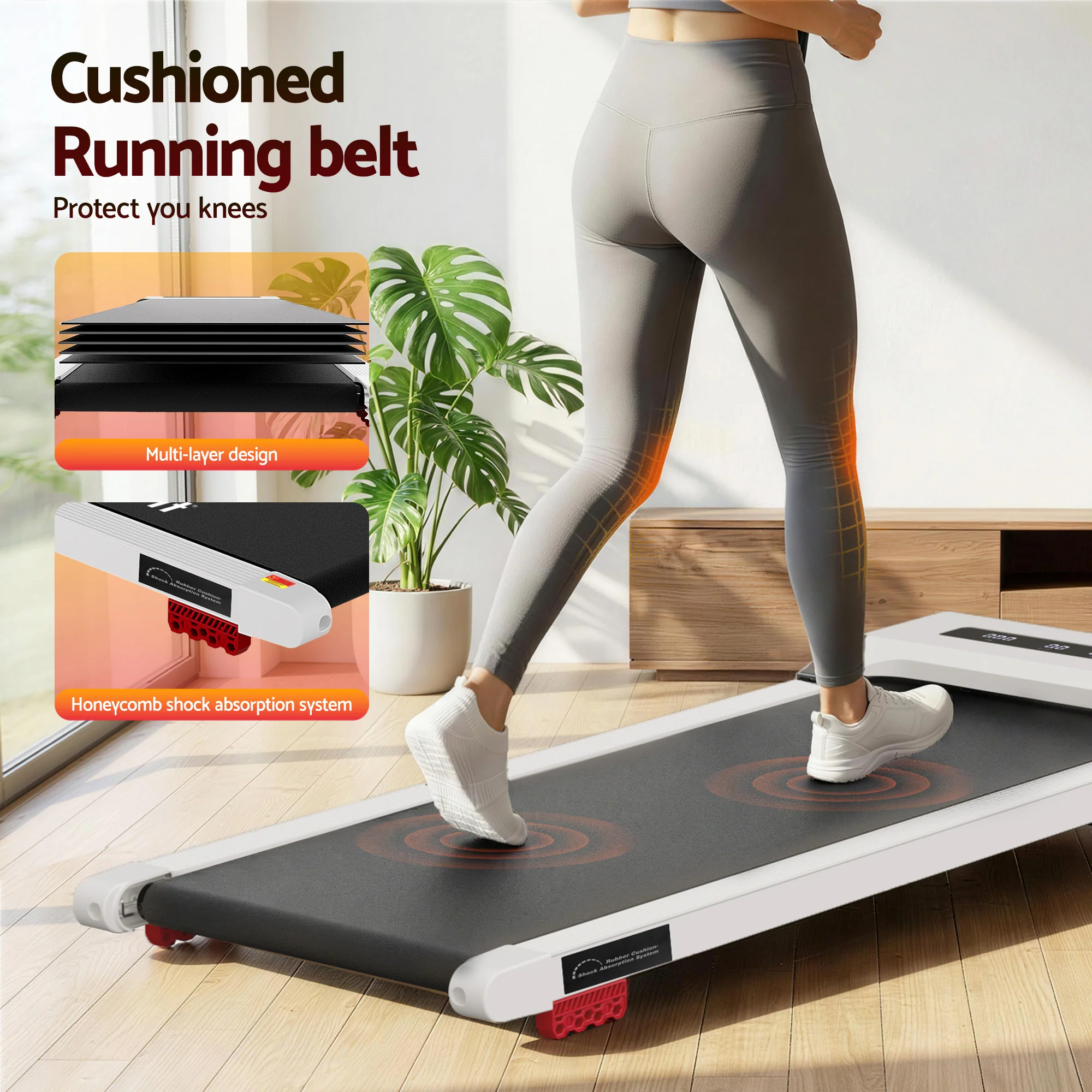Everfit Treadmill Electric Walking Pad Incline Under Desk Home Gym 380mm (White) - Image 7