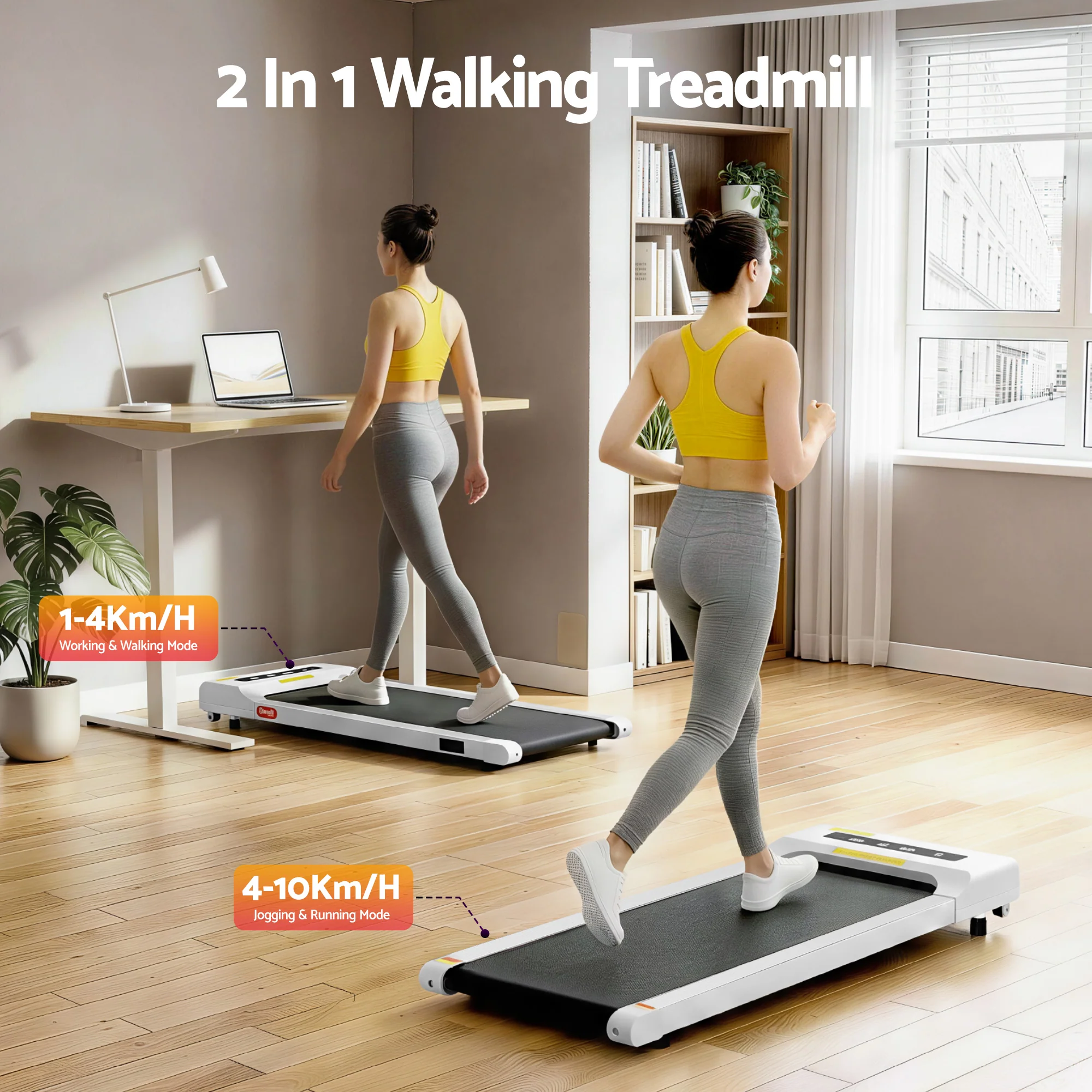 Everfit Treadmill Electric Walking Pad Under Desk Home Gym Fitness 360mm (White) - Image 4