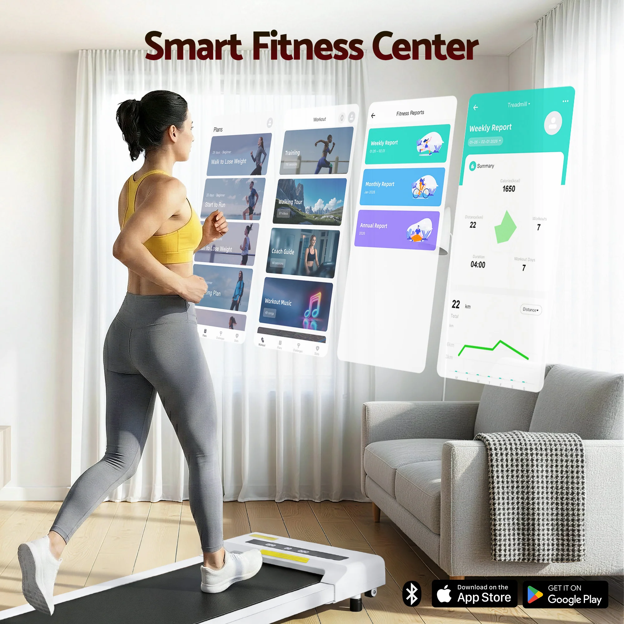 Everfit Treadmill Electric Walking Pad Under Desk Home Gym Fitness 360mm (White) - Image 5