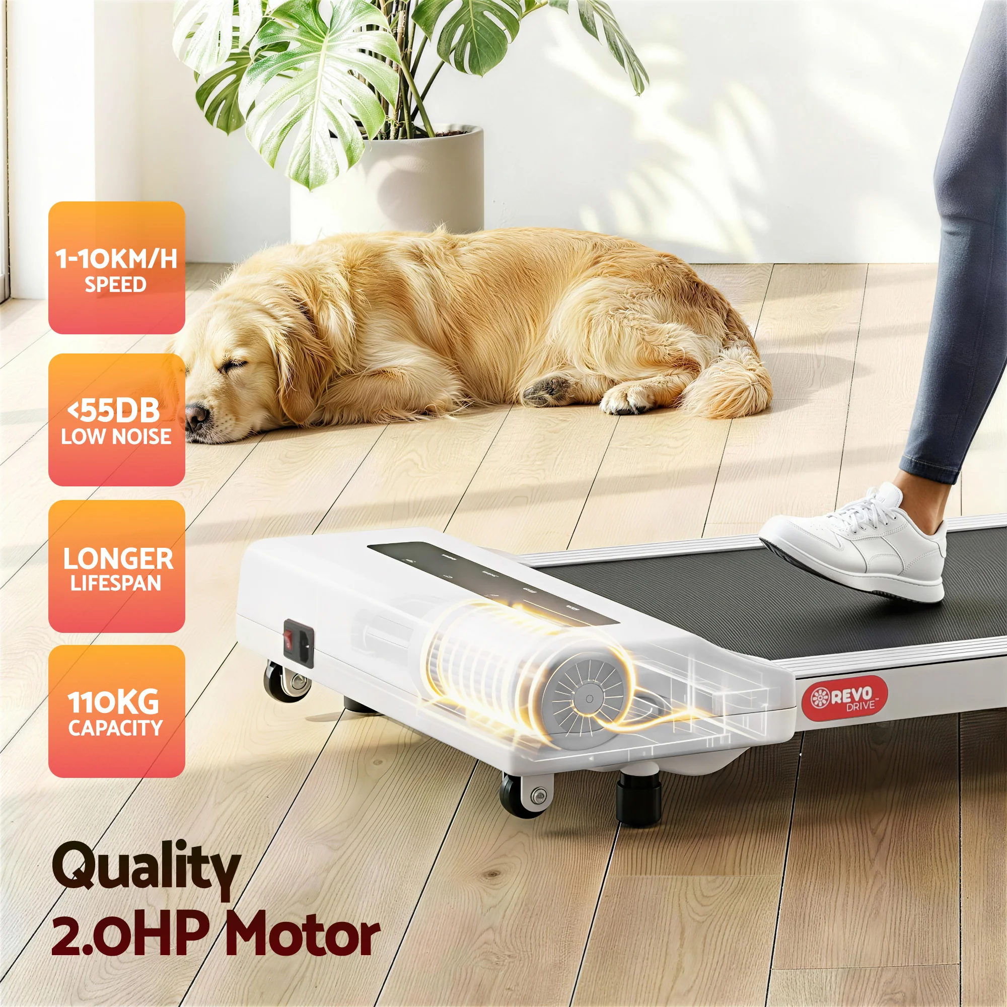 Everfit Treadmill Electric Walking Pad Under Desk Home Gym Fitness 360mm (White) - Image 7