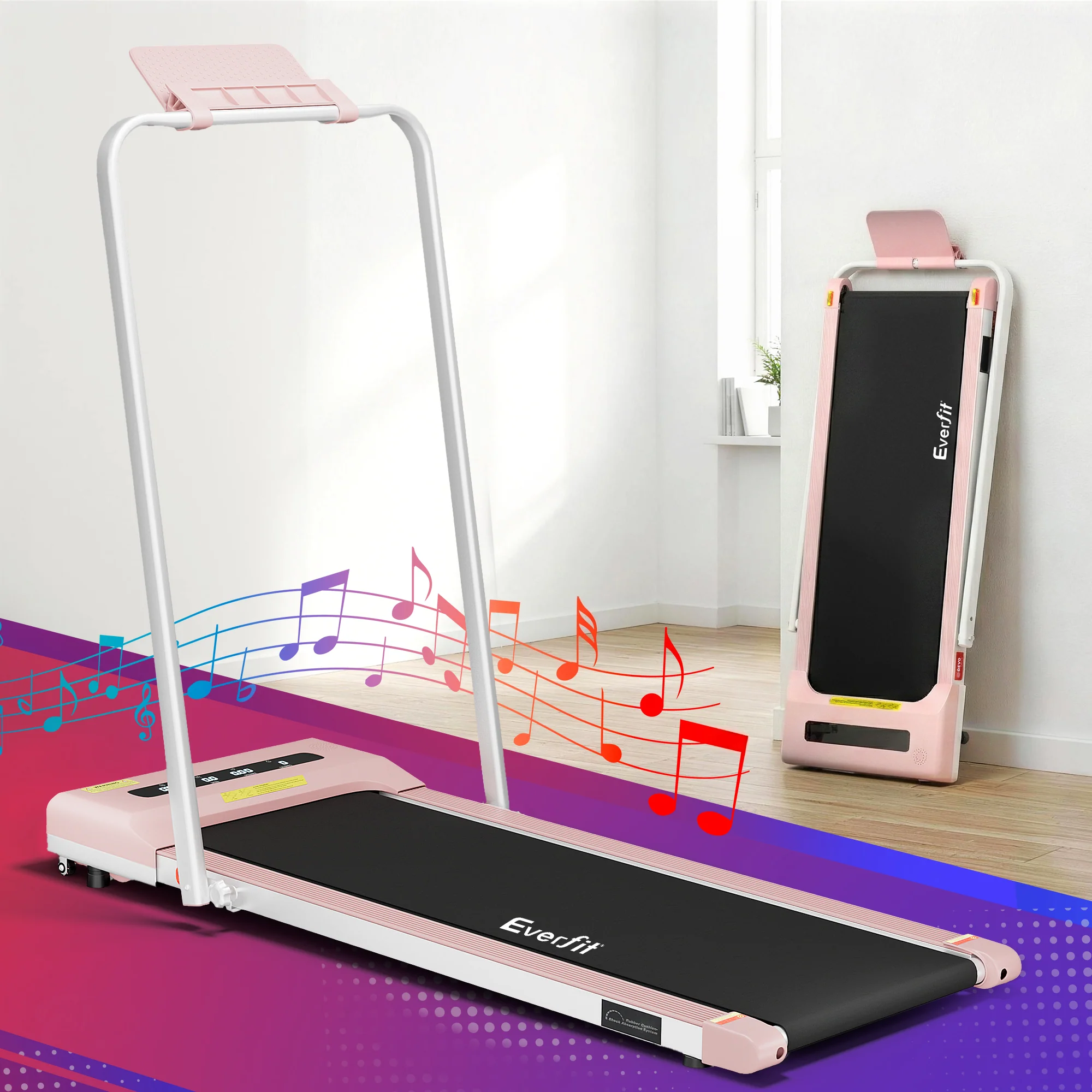 Everfit Treadmill Electric Walking Pad Under Desk Home Gym Fitness 380mm (Pink) - Image 2