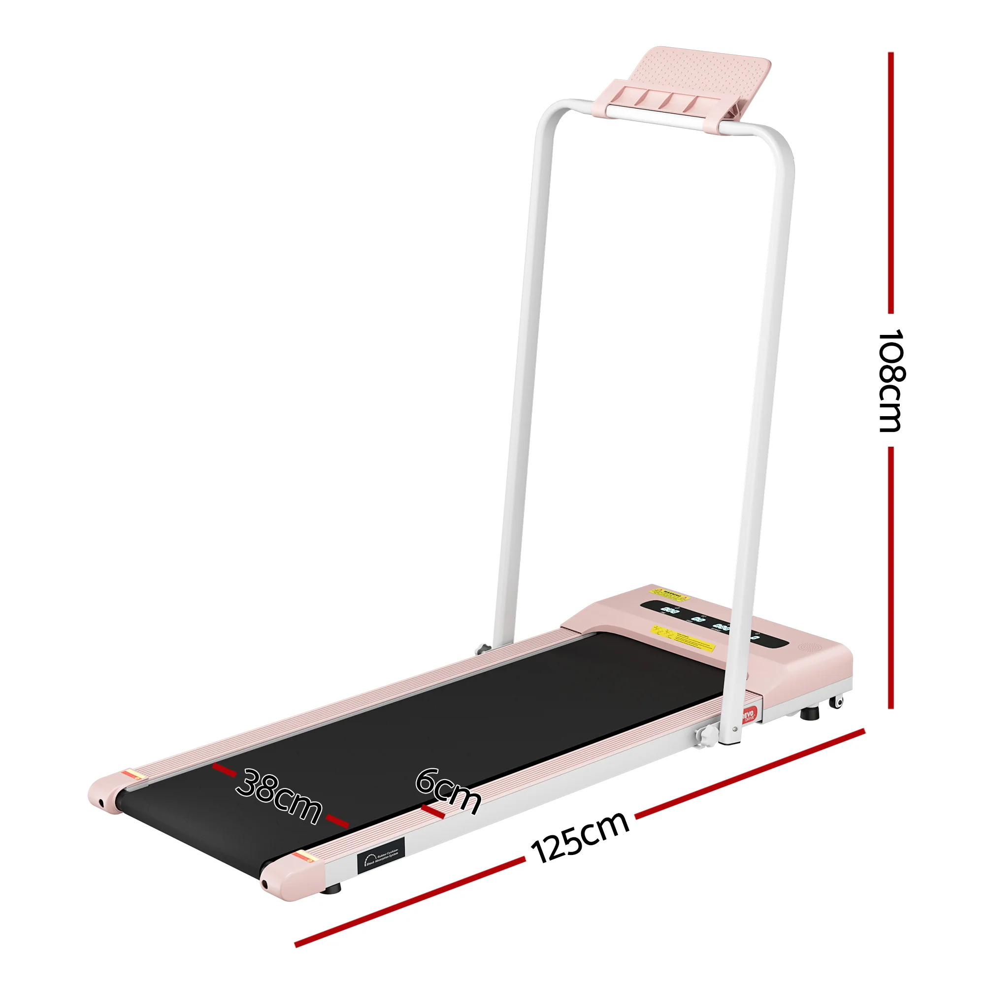 Everfit Treadmill Electric Walking Pad Under Desk Home Gym Fitness 380mm (Pink) - Image 3