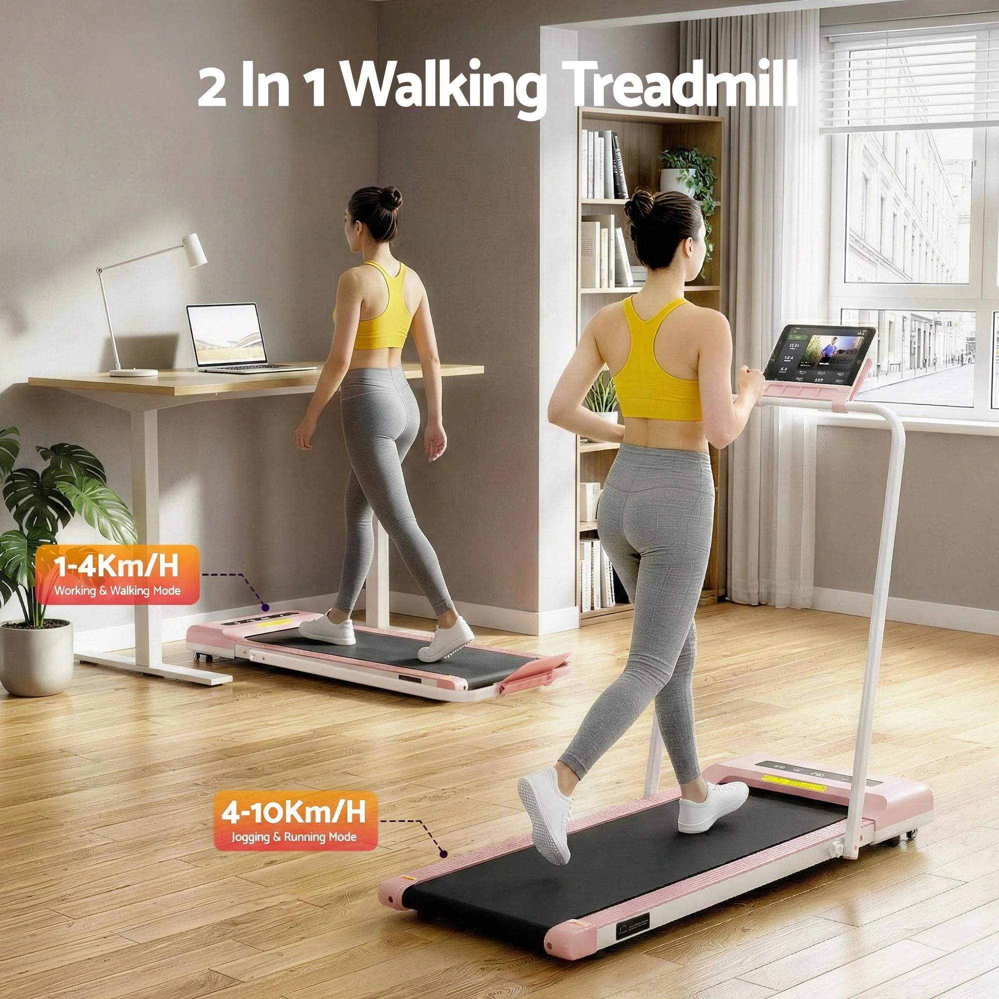 Everfit Treadmill Electric Walking Pad Under Desk Home Gym Fitness 380mm (Pink) - Image 5